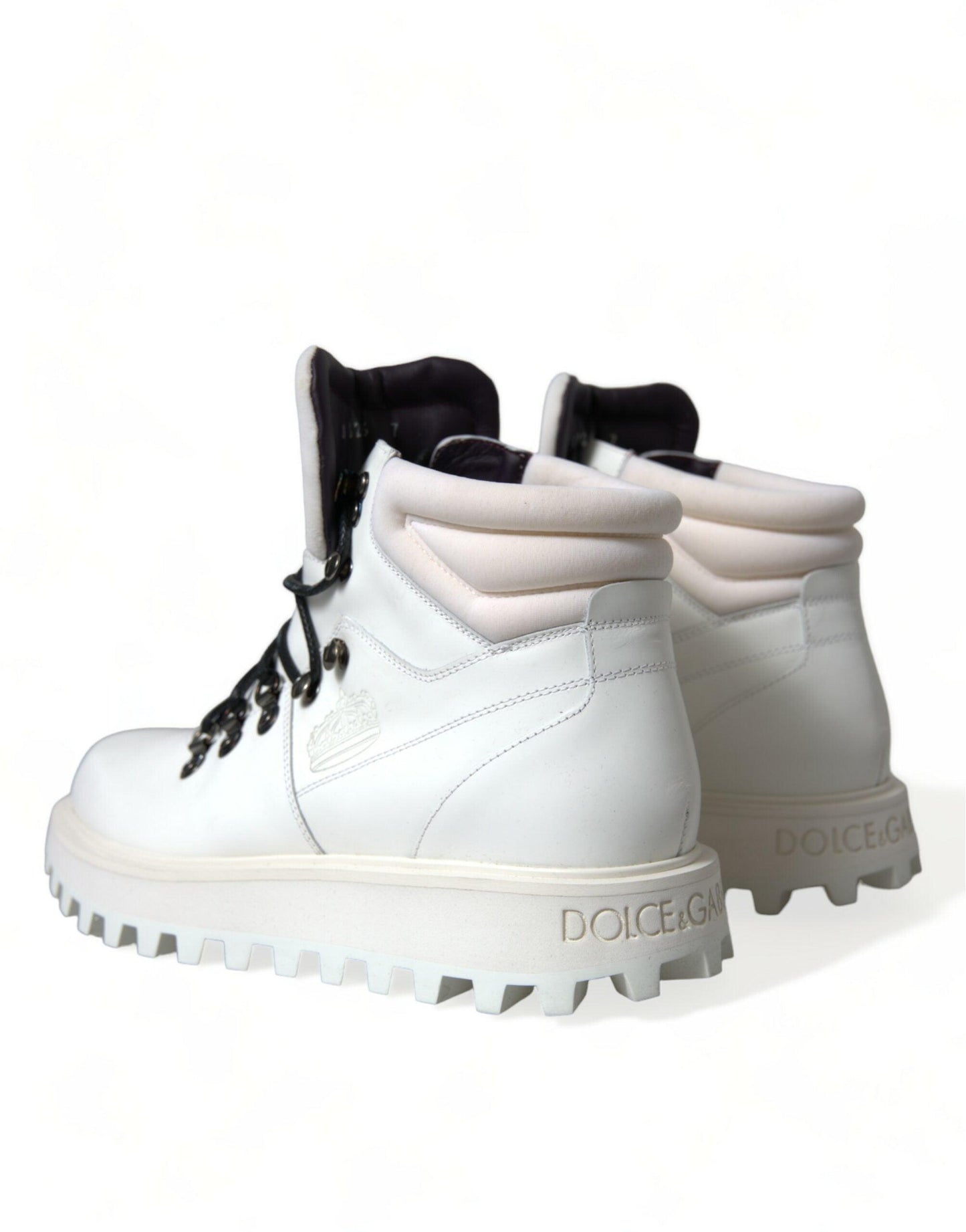 Dolce & Gabbana Elegant White Leather Ankle Boots - Arichezz.store