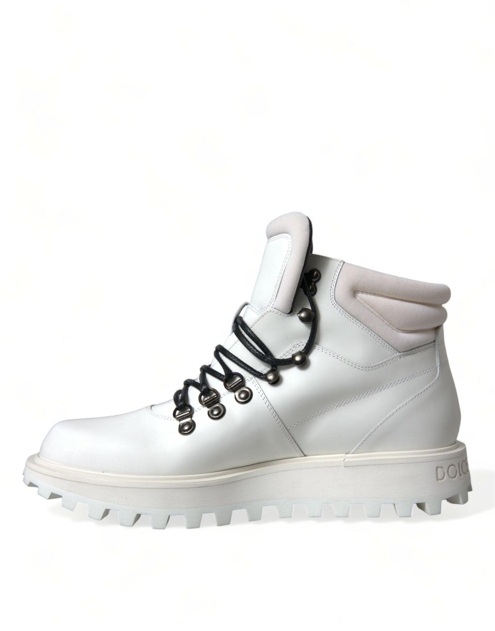 Dolce & Gabbana Elegant White Leather Ankle Boots - Arichezz.store