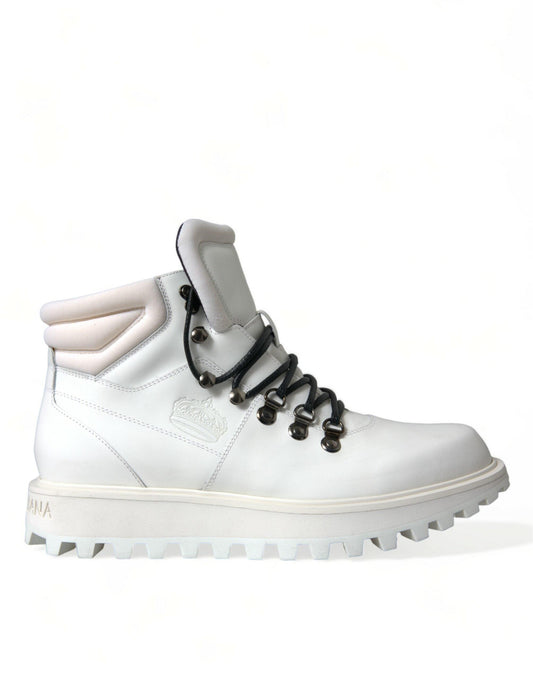 Dolce & Gabbana Elegant White Leather Ankle Boots - Arichezz.store