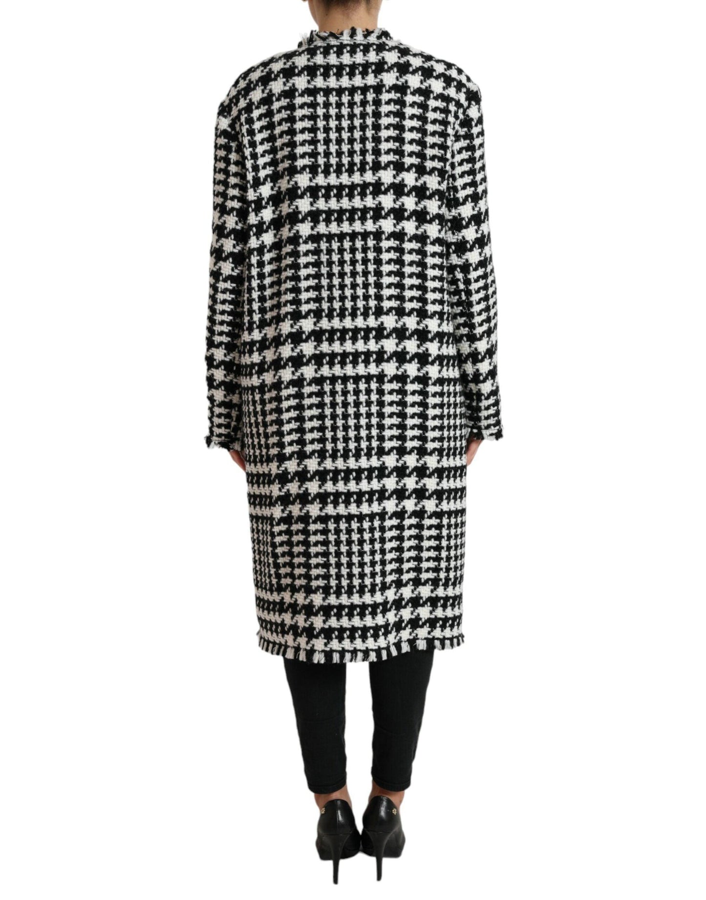 Dolce & Gabbana Elegant Houndstooth Long Trench Coat - Arichezz.store