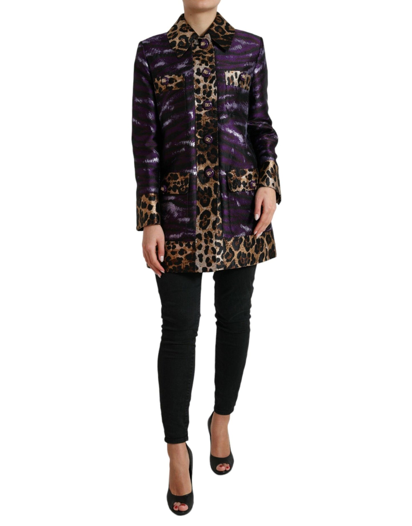 Dolce & Gabbana Exquisite Jacquard Trench Coat with Tiger Motif - Arichezz.store