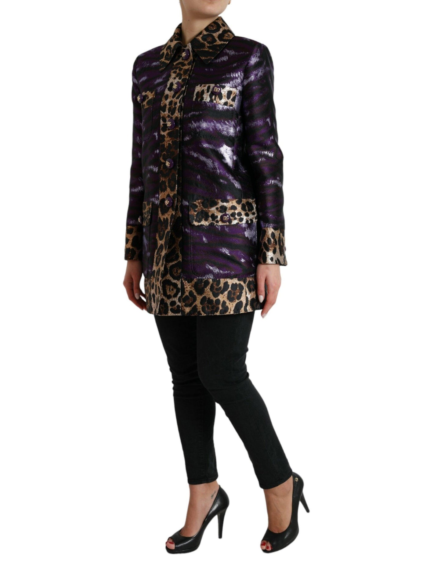 Dolce & Gabbana Exquisite Jacquard Trench Coat with Tiger Motif - Arichezz.store