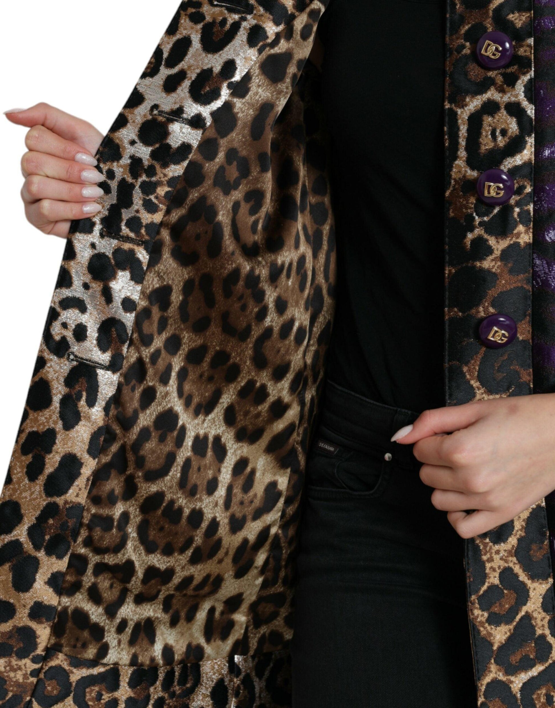 Dolce & Gabbana Exquisite Jacquard Trench Coat with Tiger Motif - Arichezz.store