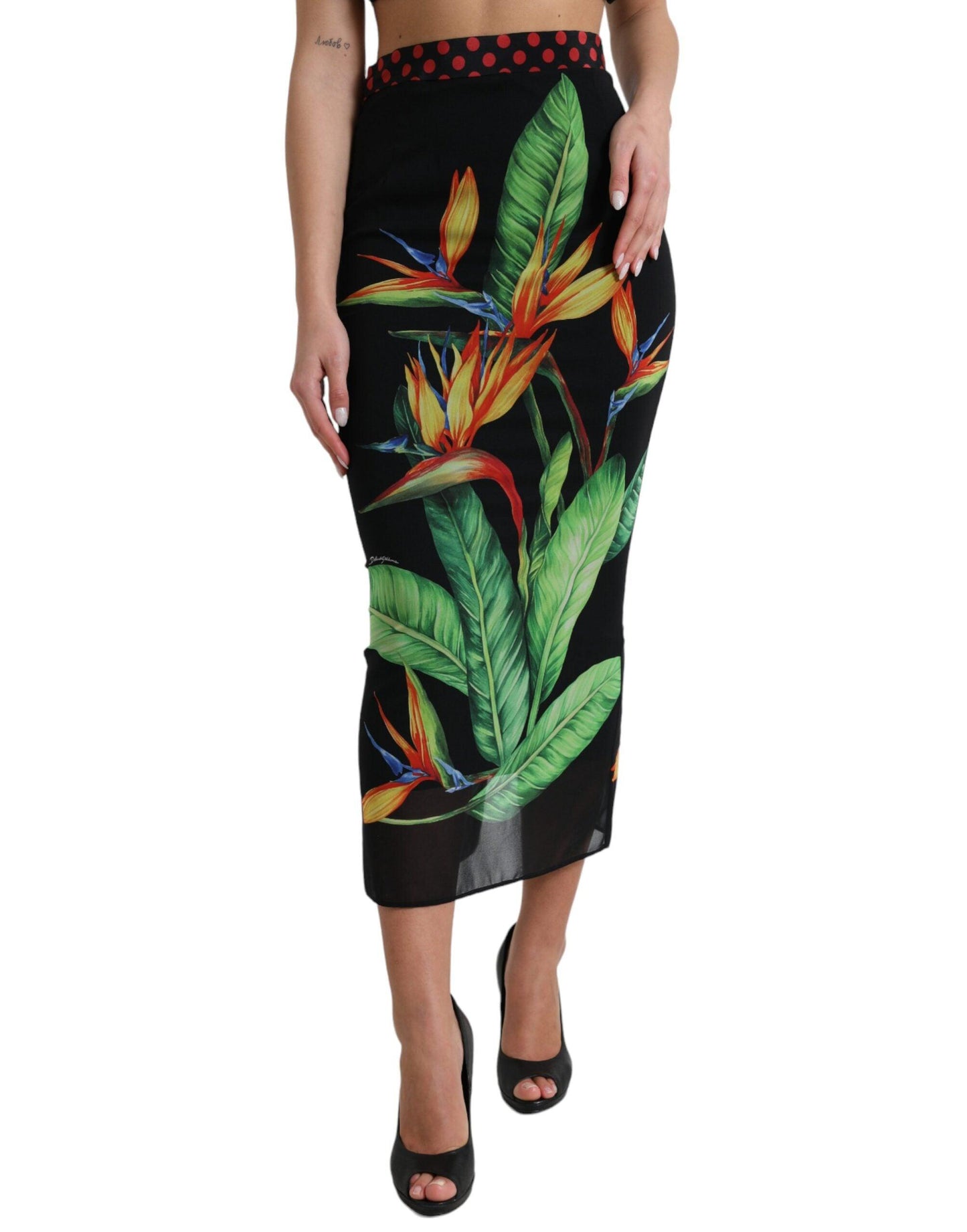 Dolce & Gabbana Floral High Waist Silk Midi Skirt - Arichezz.store