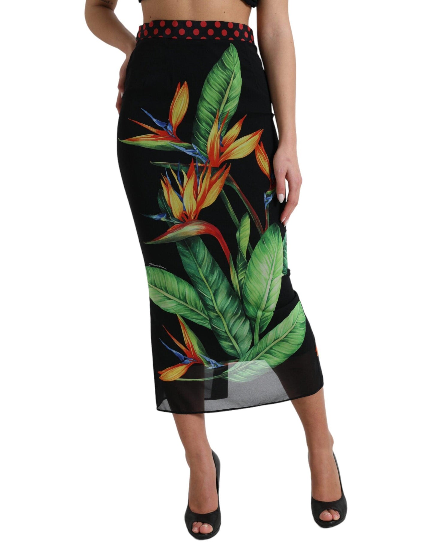 Dolce & Gabbana Floral High Waist Silk Midi Skirt - Arichezz.store