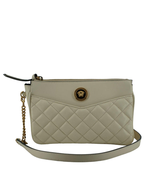 Versace Elegant White Lamb Leather Crossbody Pouch - Arichezz.store