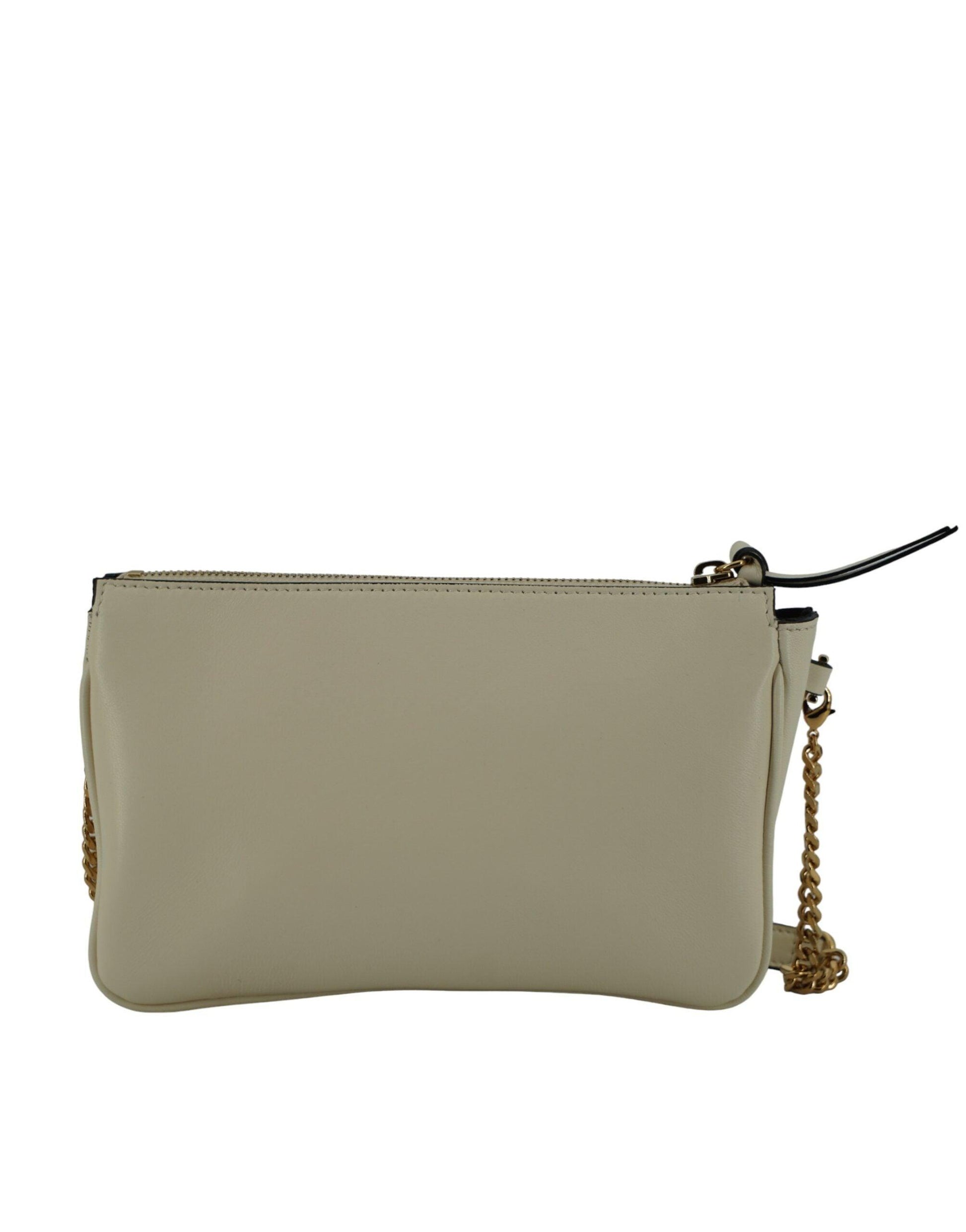 Versace Elegant White Lamb Leather Crossbody Pouch - Arichezz.store