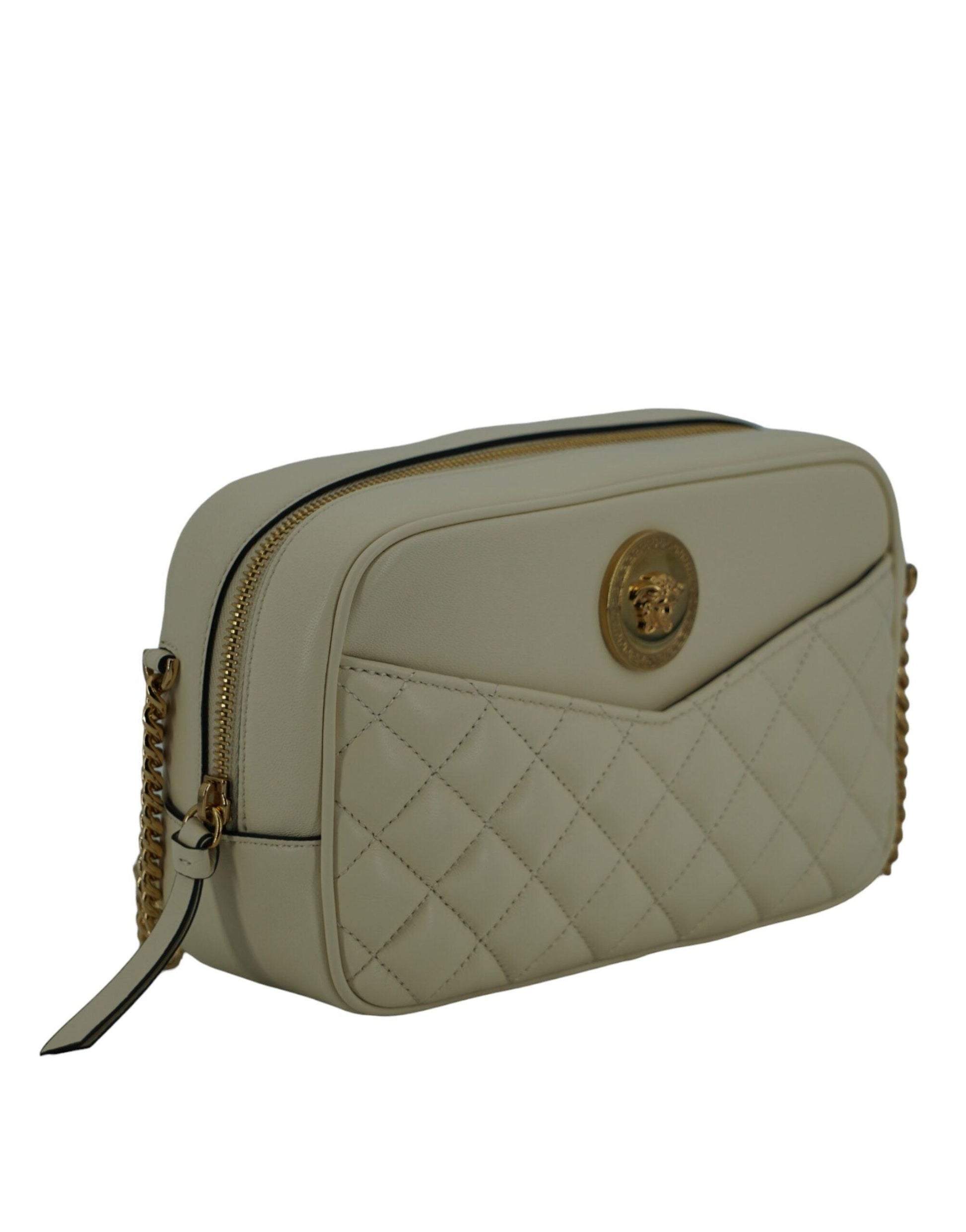 Versace Elegant White Leather Camera Shoulder Bag - Arichezz.store