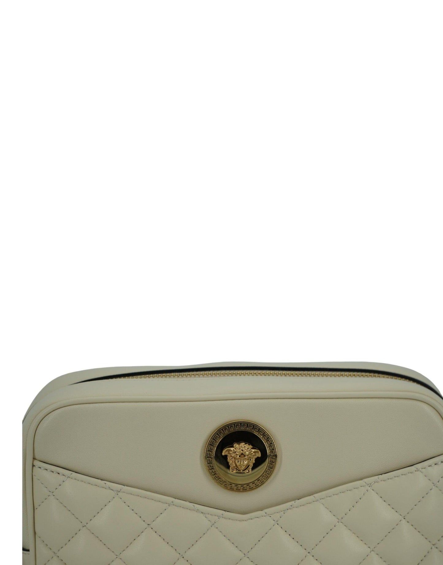 Versace Elegant White Leather Camera Shoulder Bag - Arichezz.store