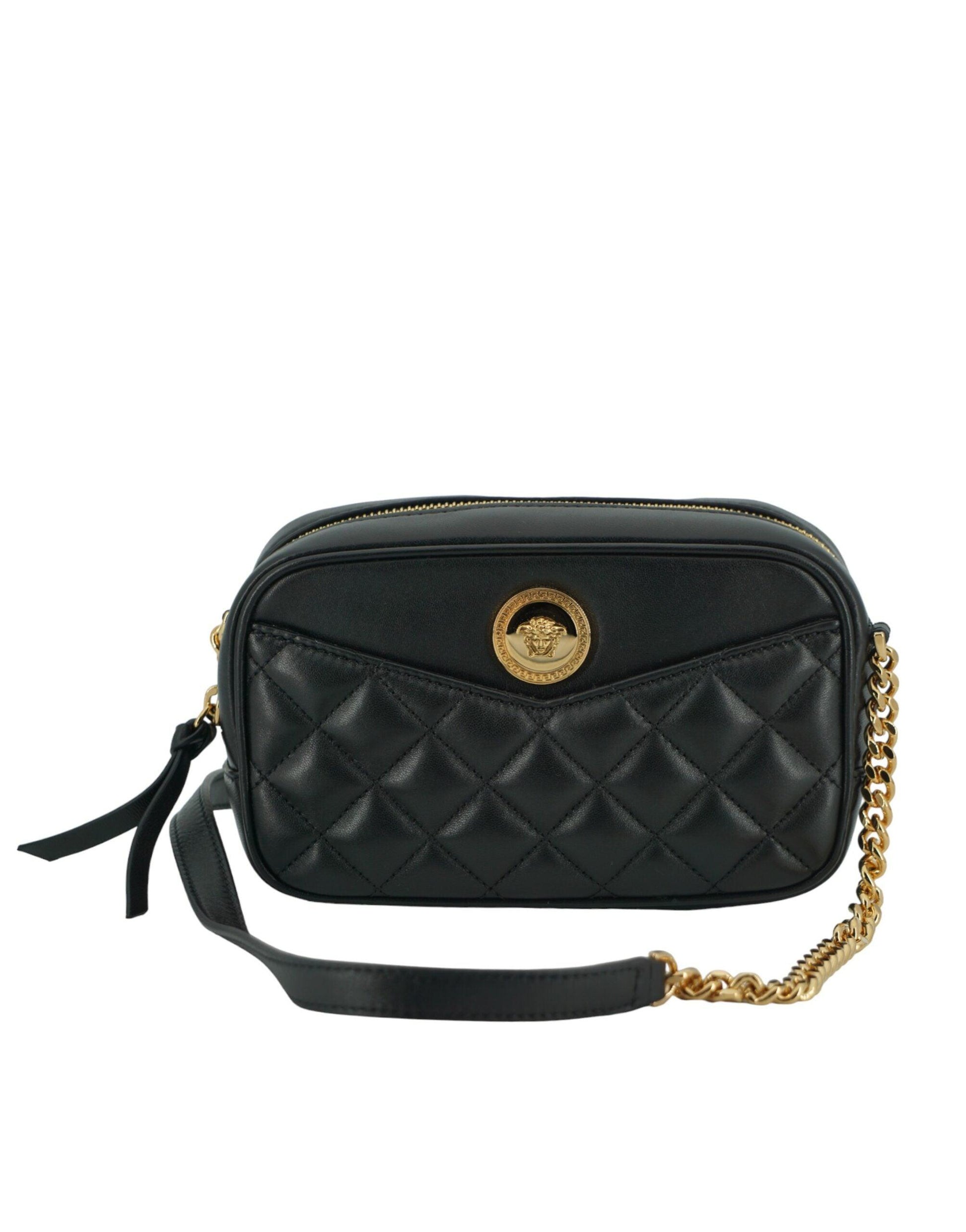 Versace Elegant Small Black Leather Crossbody Bag - Arichezz.store