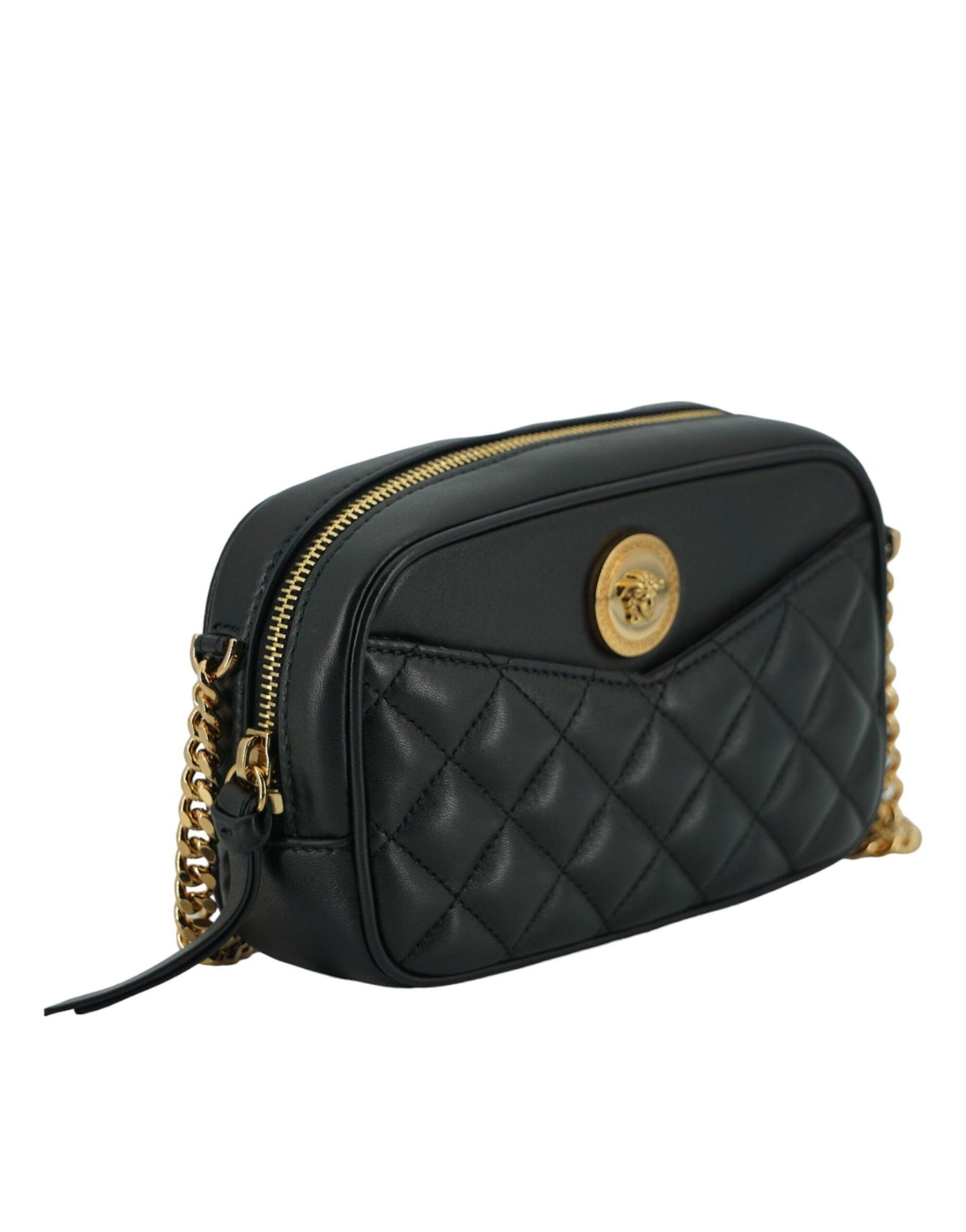 Versace Elegant Small Black Leather Crossbody Bag - Arichezz.store