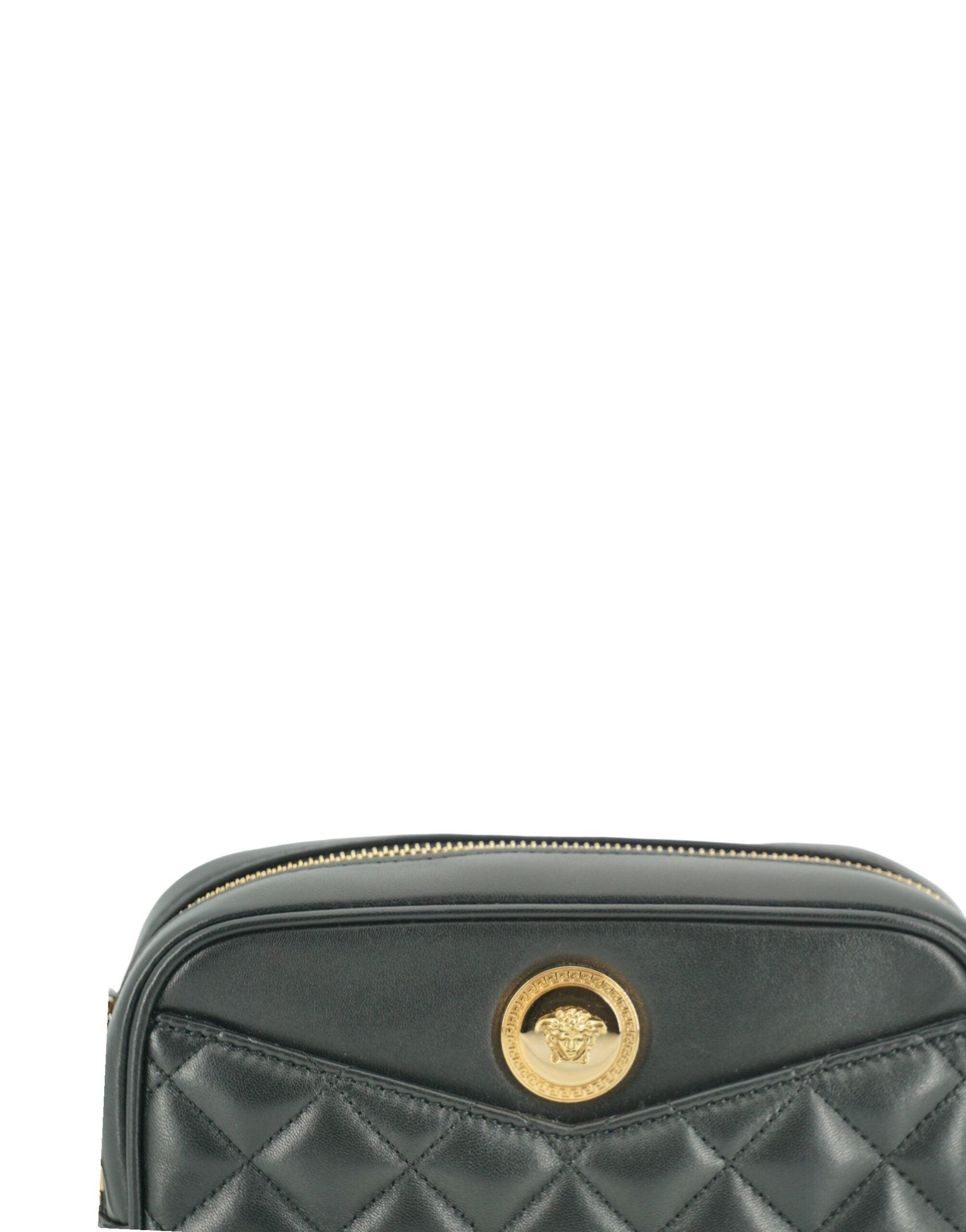 Versace Elegant Small Black Leather Crossbody Bag - Arichezz.store