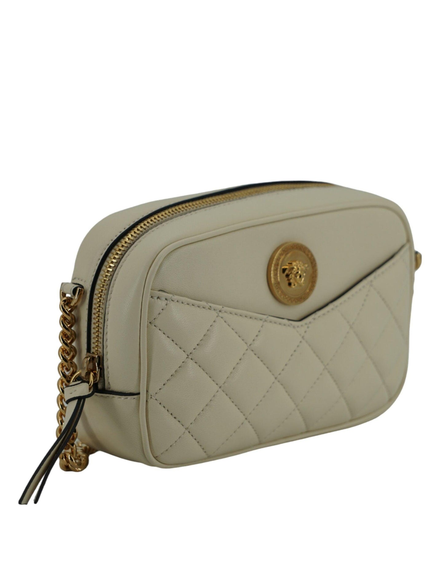 Versace Elegant White Lamb Leather Camera Bag - Arichezz.store