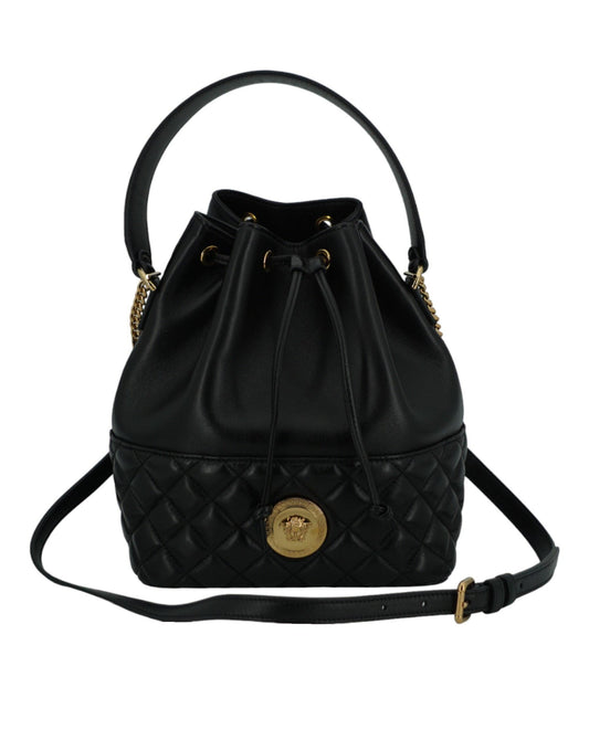 Versace Elegant Black Leather Medusa Bucket Shoulder Bag - Arichezz.store