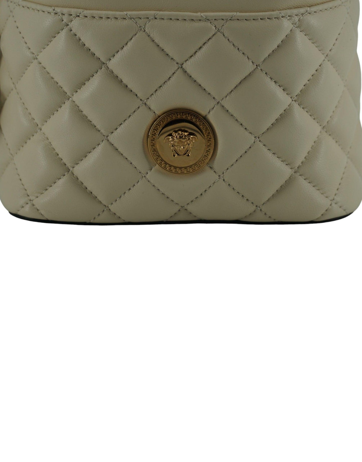 Versace Elegant Small White Leather Bucket Shoulder Bag - Arichezz.store