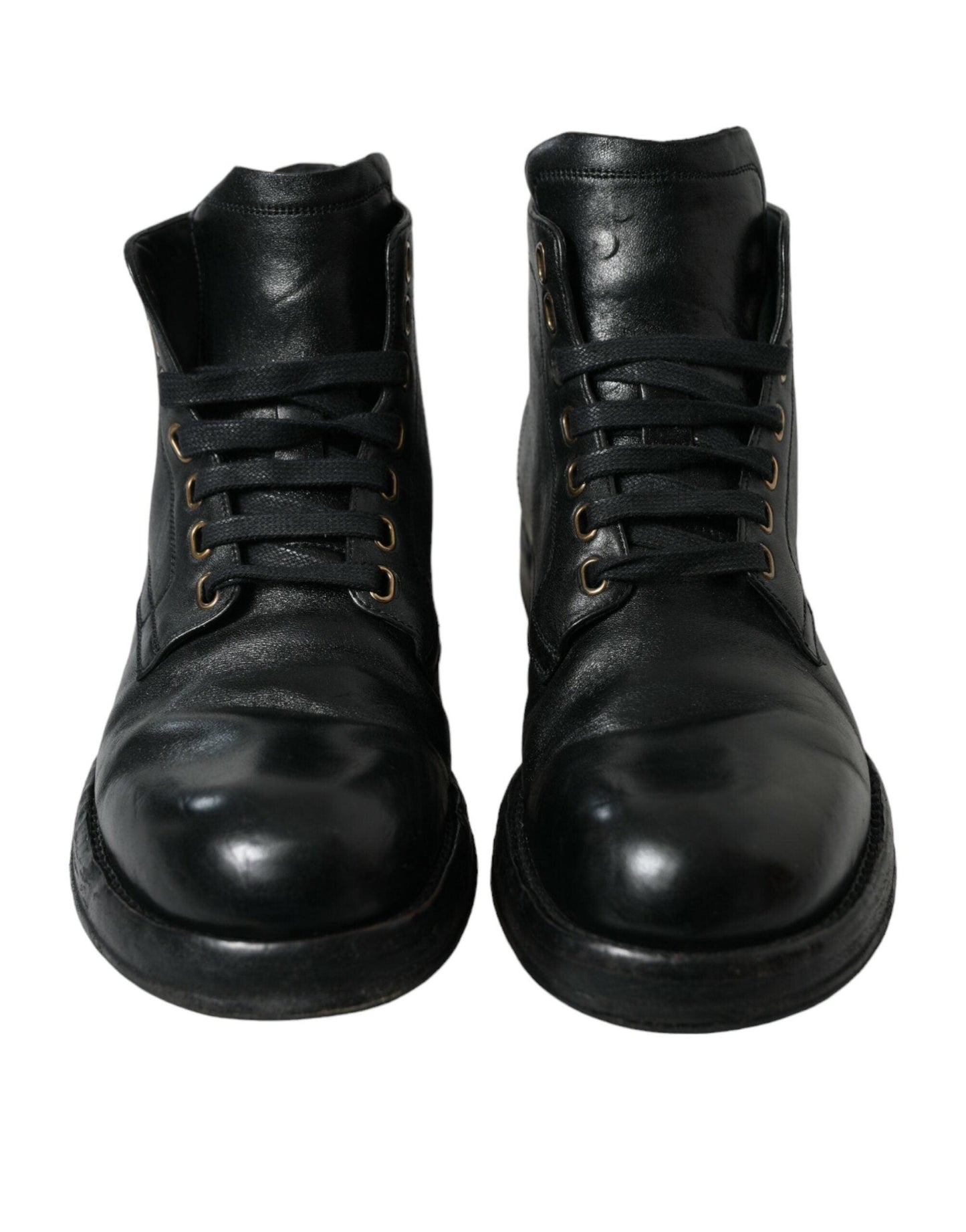 Dolce & Gabbana Elegant Black Horse Leather Ankle Boots - Arichezz.store