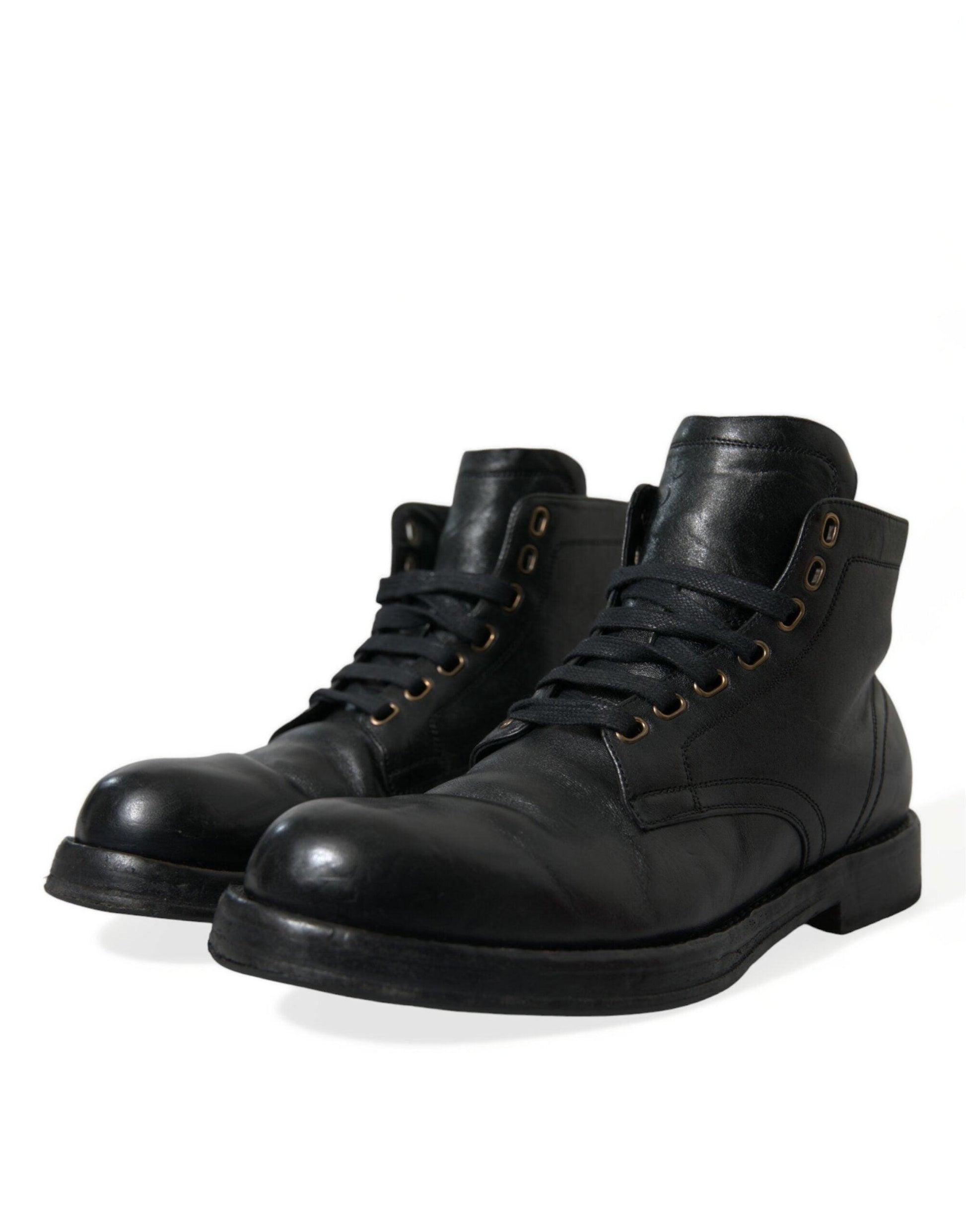 Dolce & Gabbana Elegant Black Horse Leather Ankle Boots - Arichezz.store