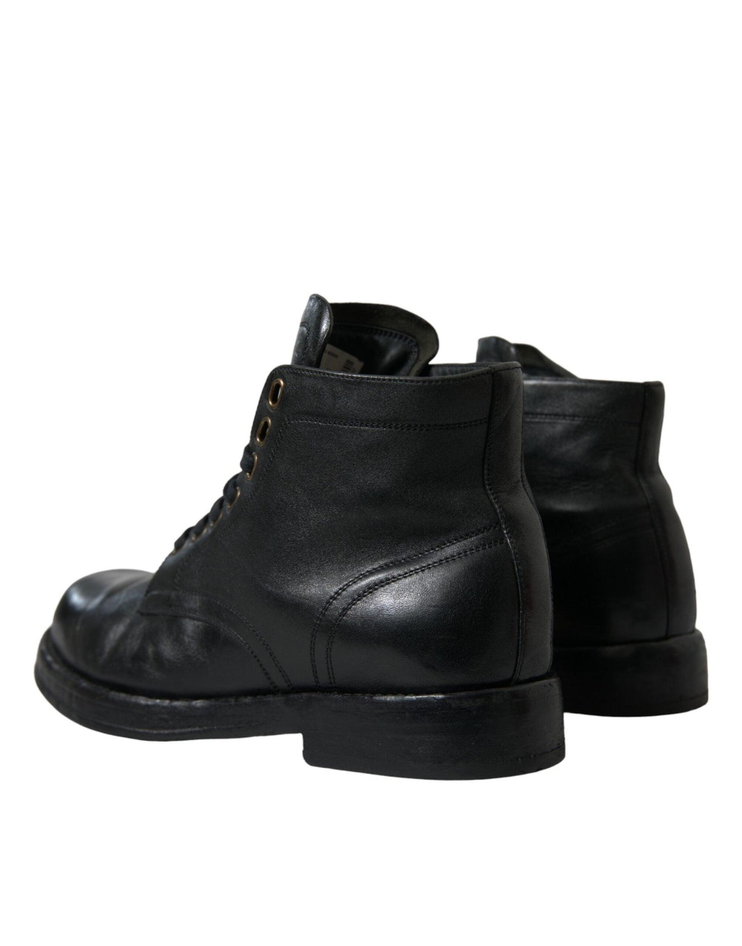 Dolce & Gabbana Elegant Black Horse Leather Ankle Boots - Arichezz.store