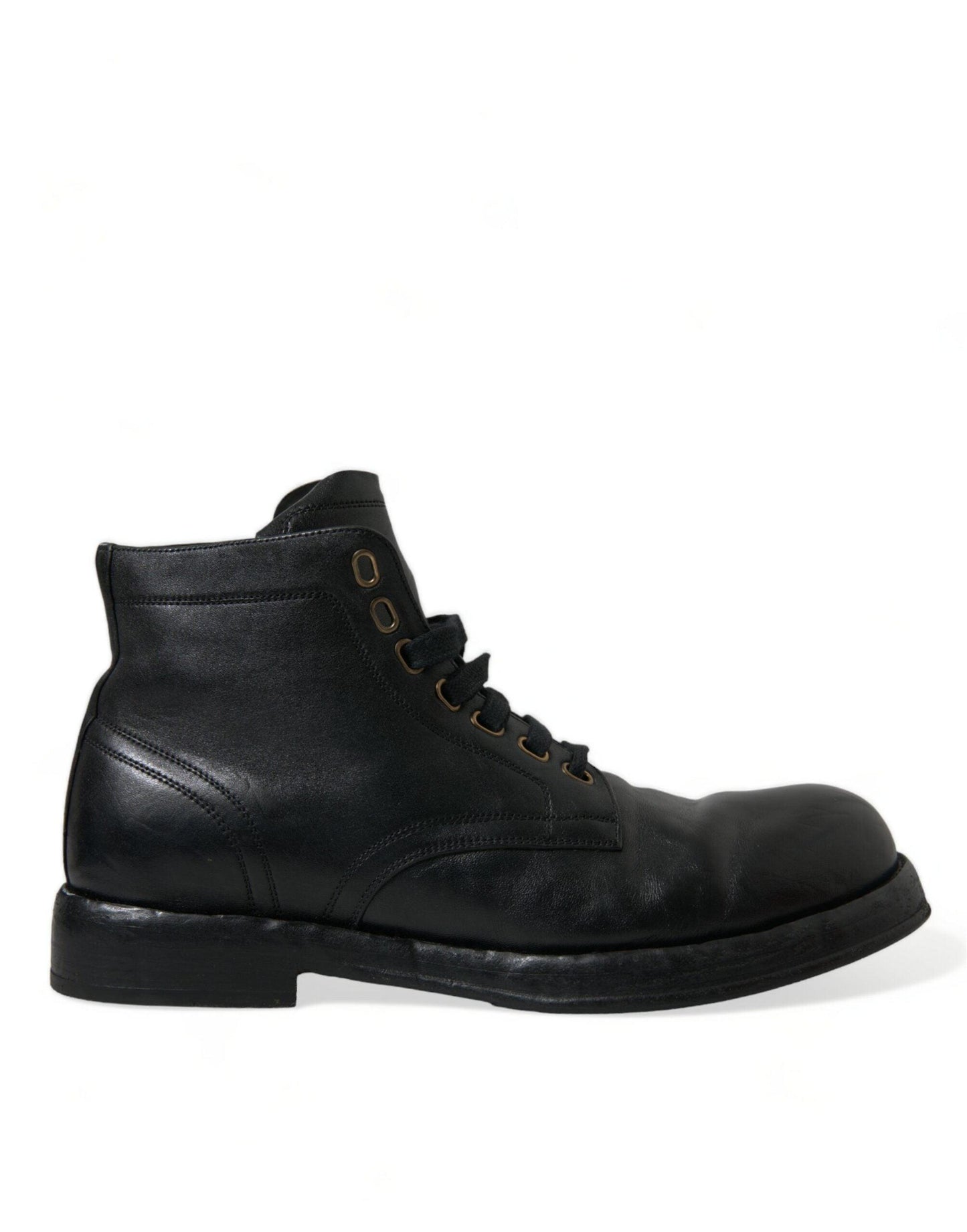 Dolce & Gabbana Elegant Black Horse Leather Ankle Boots - Arichezz.store