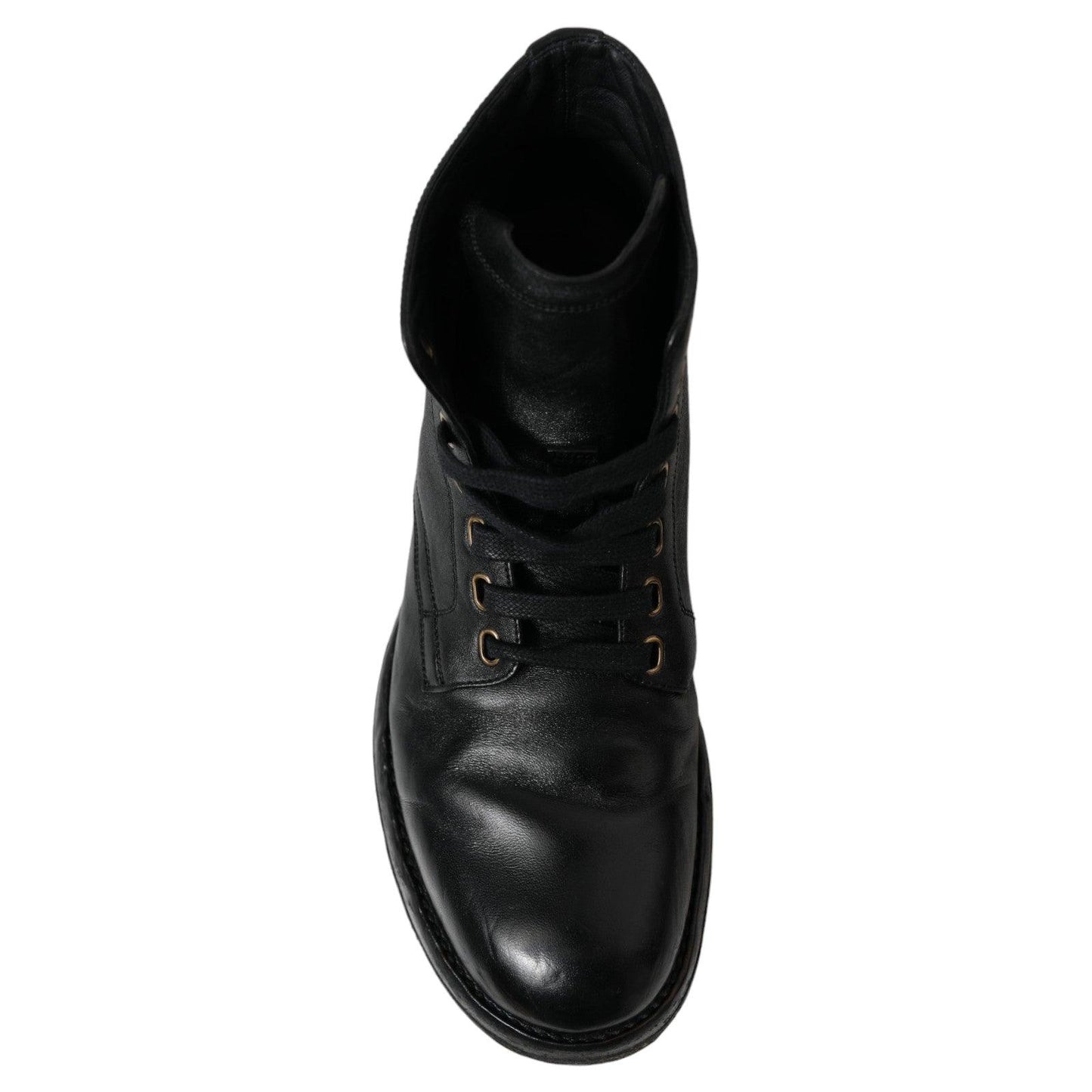 Dolce & Gabbana Elegant Black Horse Leather Ankle Boots - Arichezz.store