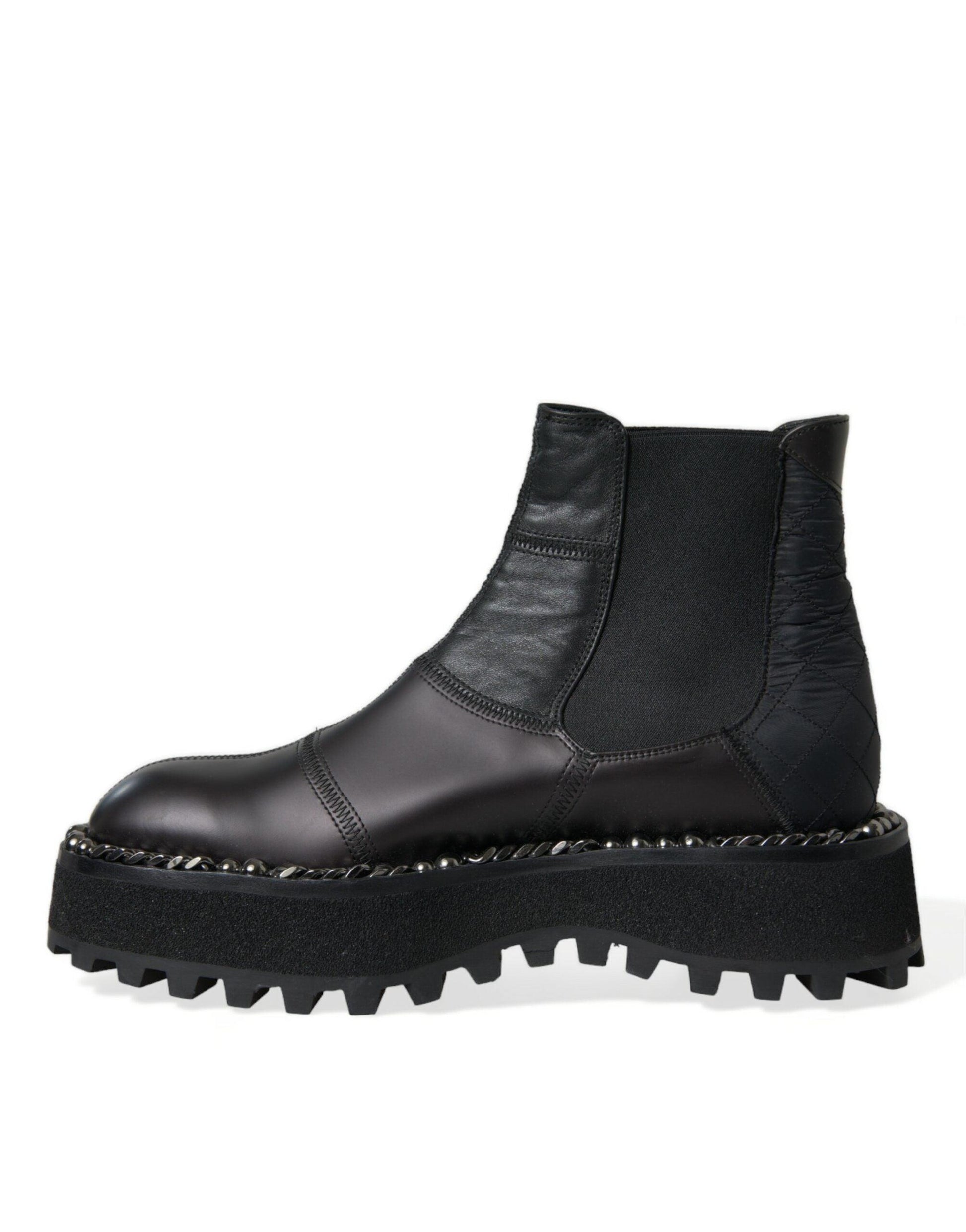 Dolce & Gabbana Elegant Black Chelsea Slip-On Boots - Arichezz.store