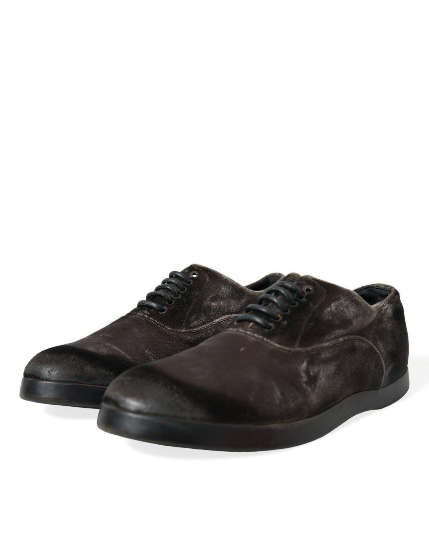 Dolce & Gabbana Elegant Brown Velvet Oxford Lace-up Shoes - Arichezz.store