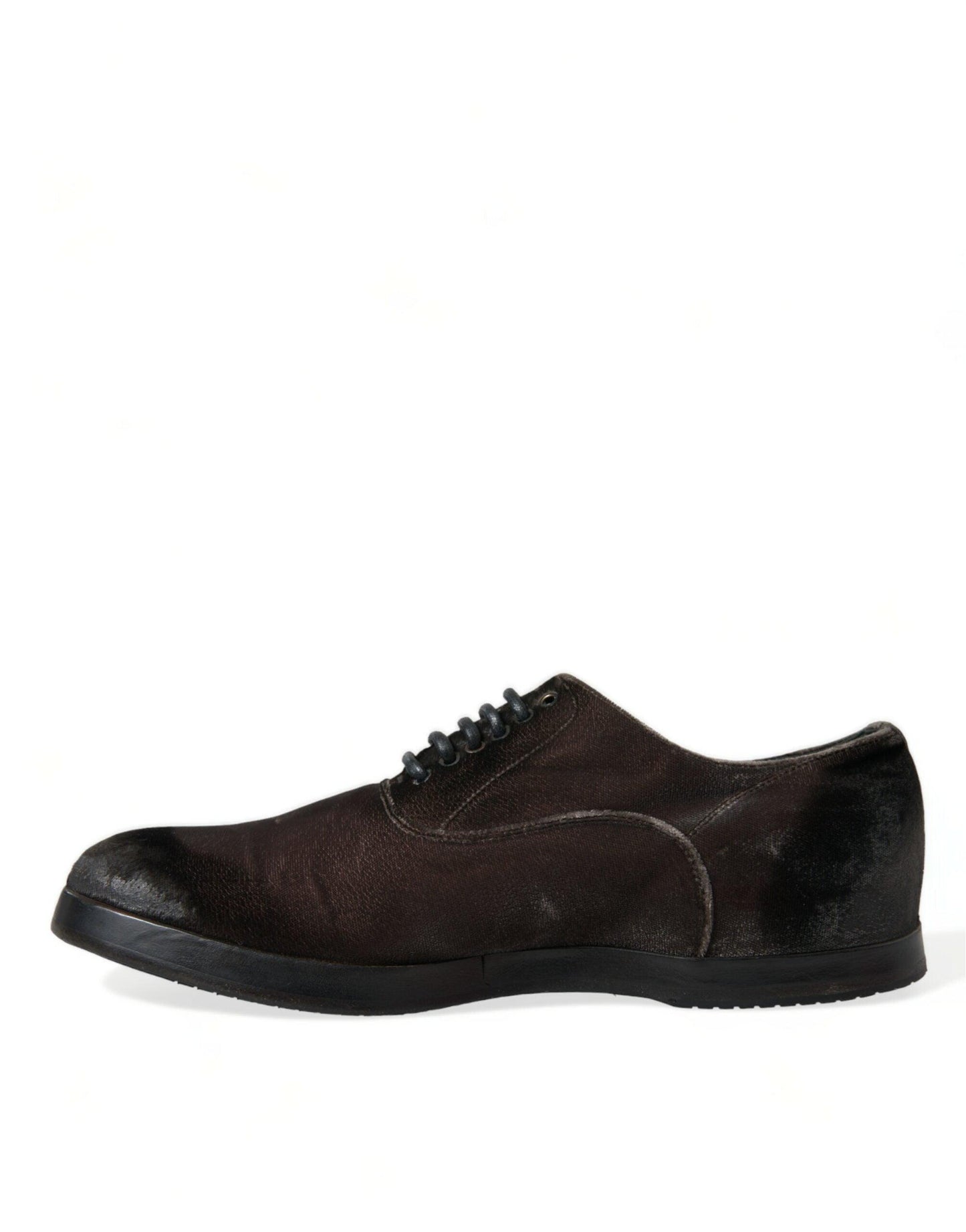 Dolce & Gabbana Elegant Brown Velvet Oxford Lace-up Shoes - Arichezz.store