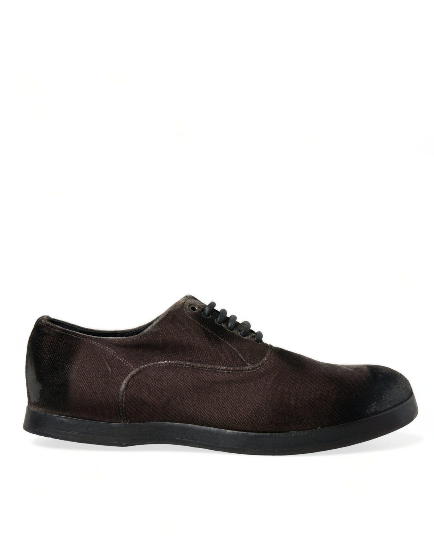 Dolce & Gabbana Elegant Brown Velvet Oxford Lace-up Shoes - Arichezz.store