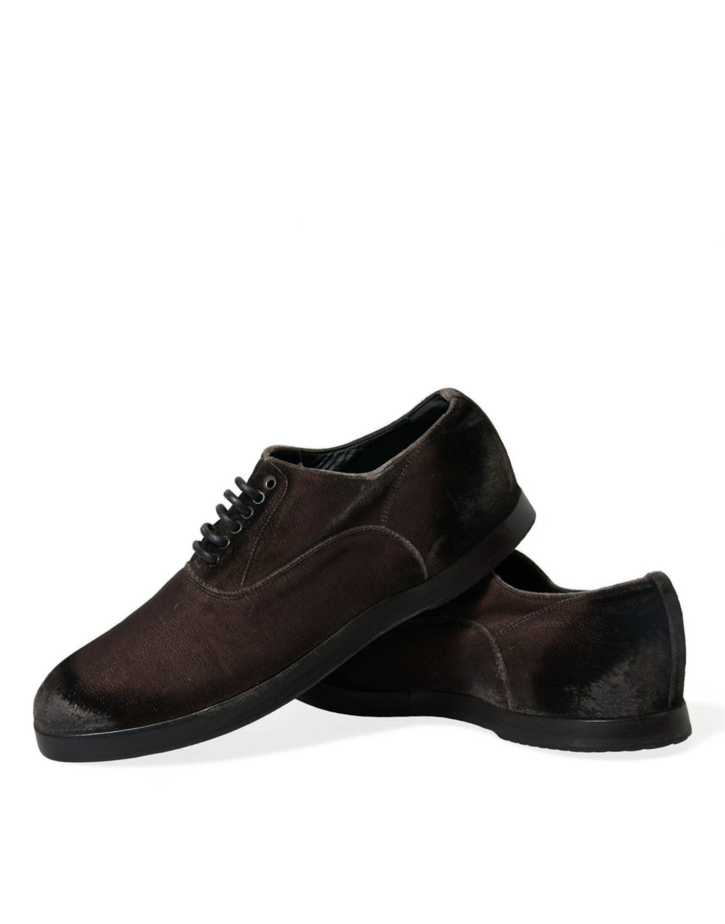 Dolce & Gabbana Elegant Brown Velvet Oxford Lace-up Shoes - Arichezz.store