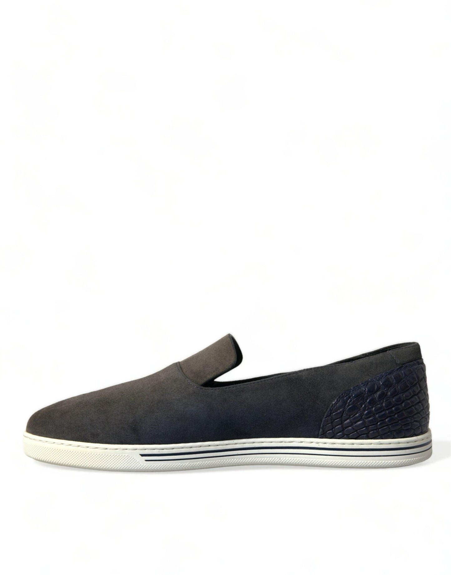 Dolce & Gabbana Elegant Blue Suede & Crocodile Slippers - Arichezz.store