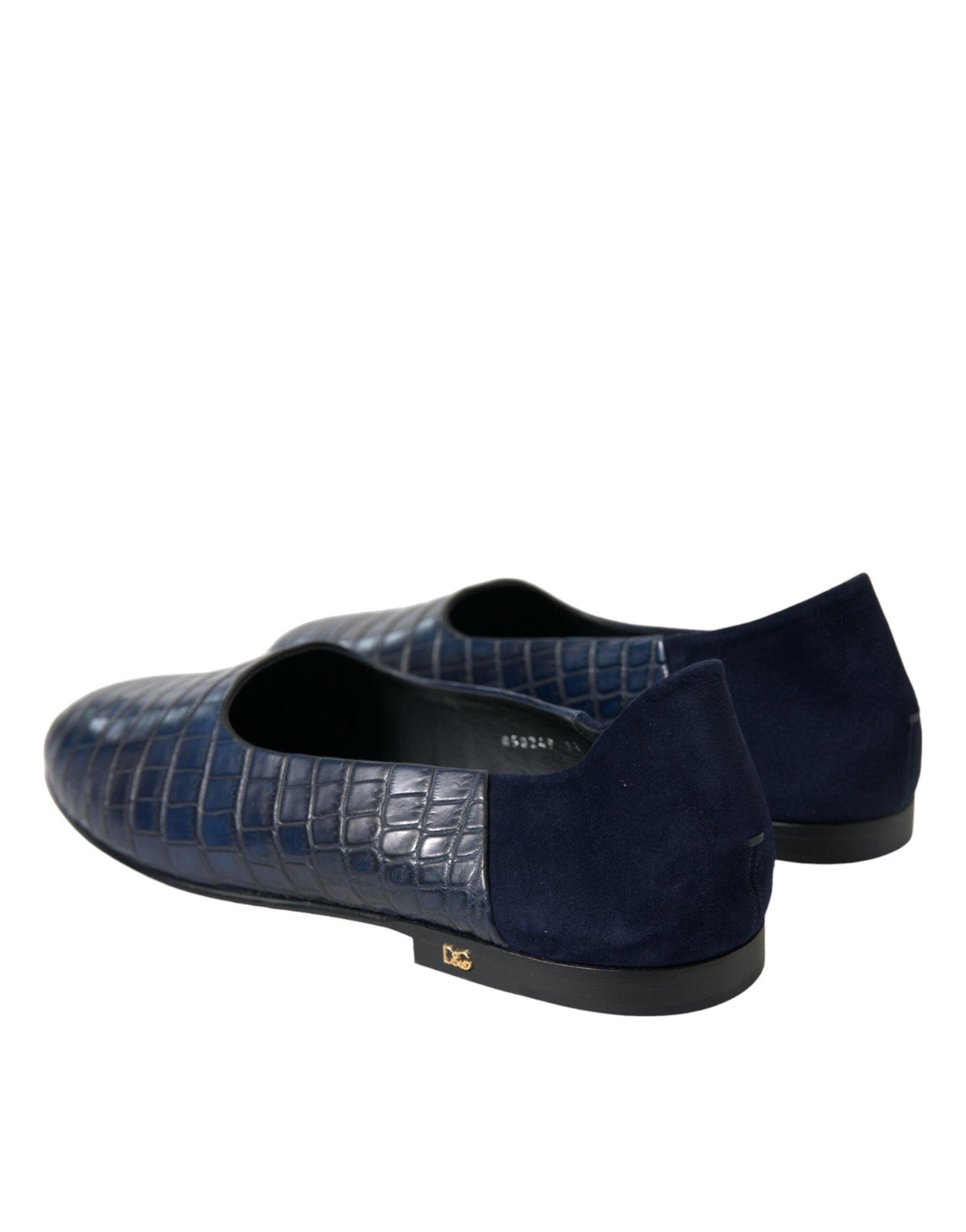 Dolce & Gabbana Elegant Blue Crocodile Leather Loafers - Arichezz.store