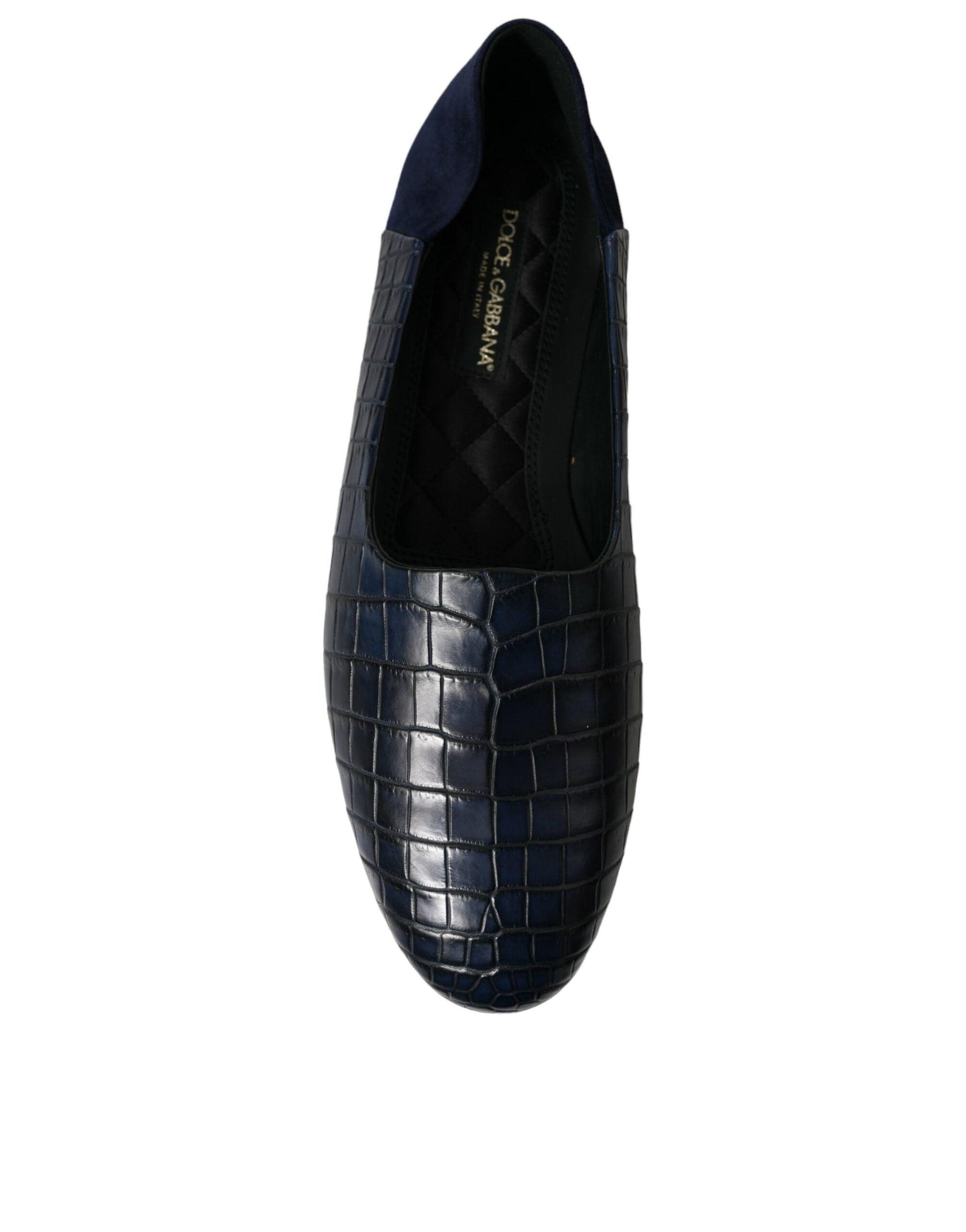 Dolce & Gabbana Elegant Blue Crocodile Leather Loafers - Arichezz.store