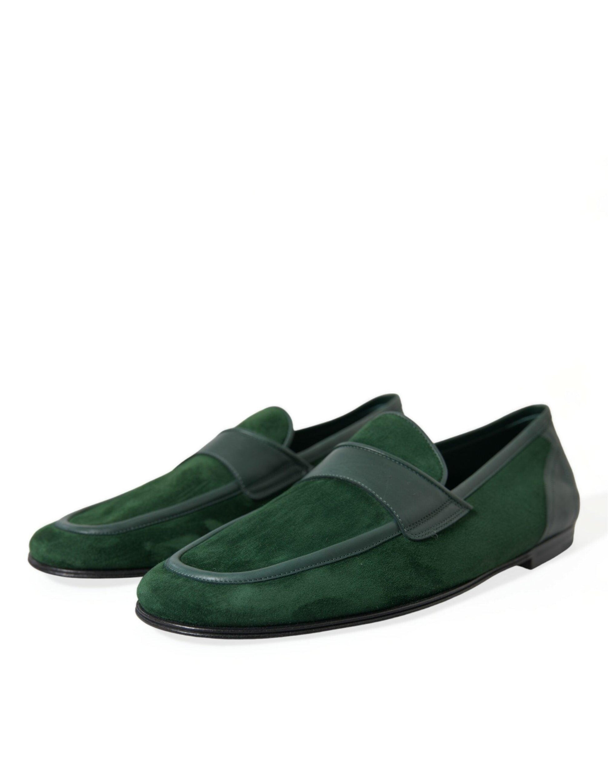 Dolce & Gabbana Emerald Velvet Leather Loafers for Men - Arichezz.store