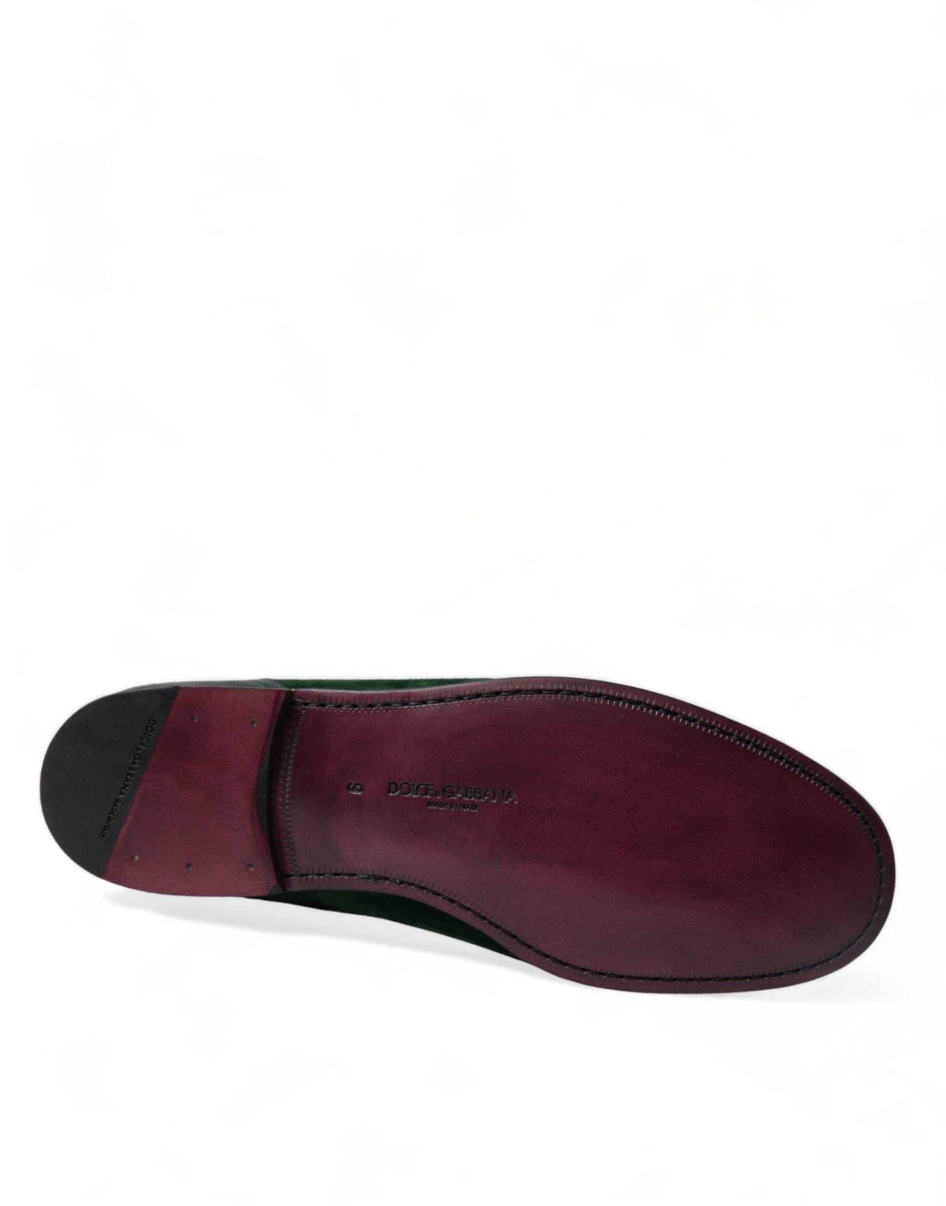 Dolce & Gabbana Emerald Velvet Leather Loafers for Men - Arichezz.store