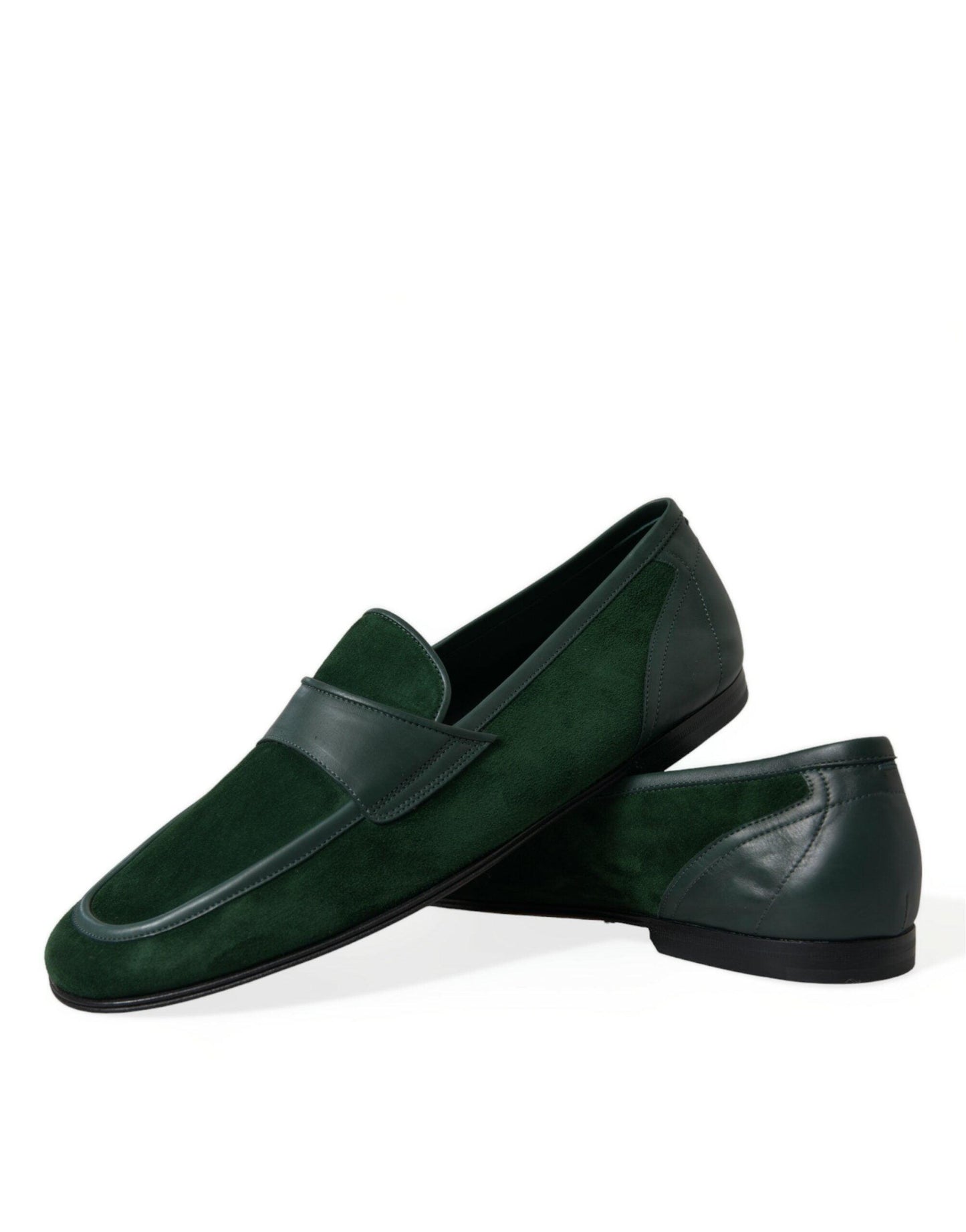 Dolce & Gabbana Emerald Velvet Leather Loafers for Men - Arichezz.store