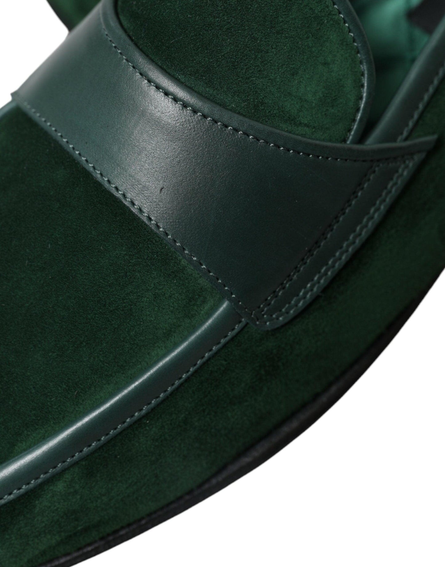 Dolce & Gabbana Emerald Velvet Leather Loafers for Men - Arichezz.store