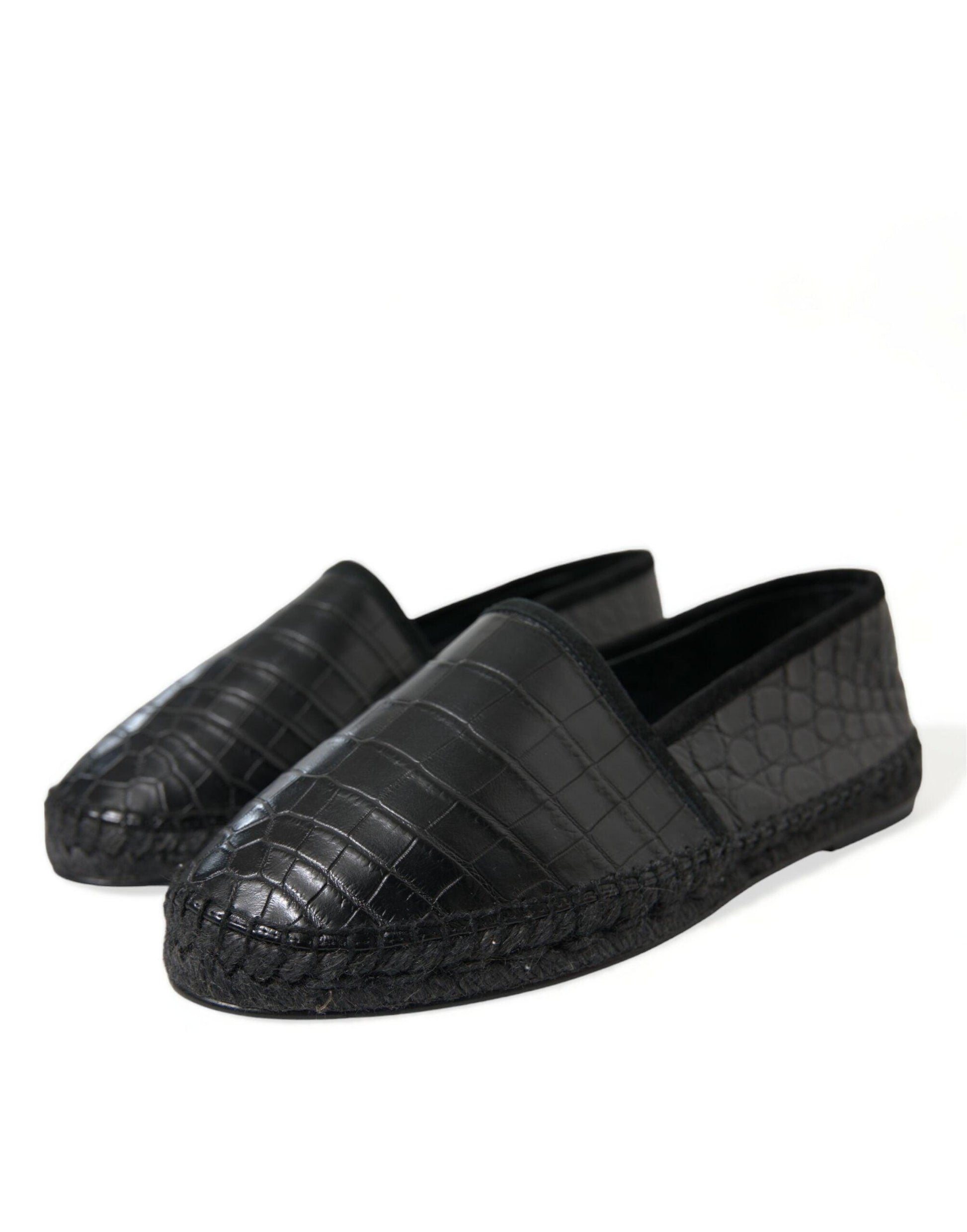 Dolce & Gabbana Exotic Black Leather Espadrilles - Arichezz.store