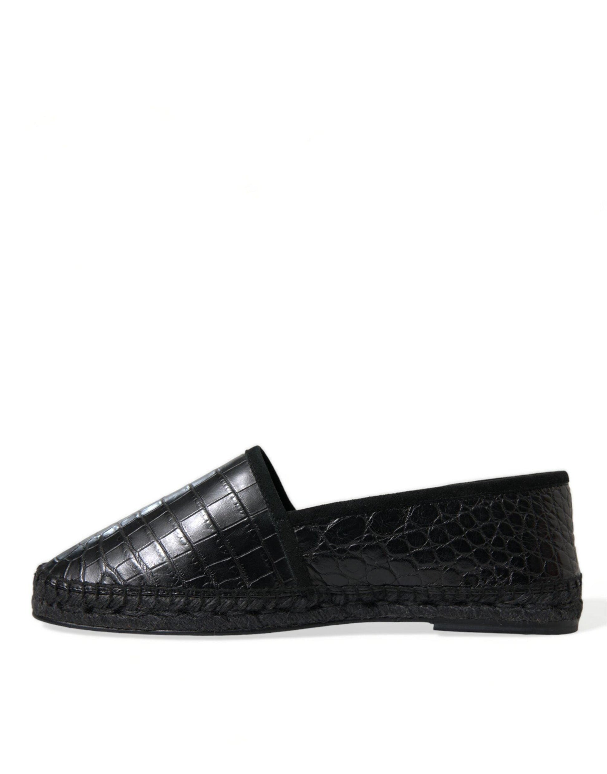 Dolce & Gabbana Exotic Black Leather Espadrilles - Arichezz.store