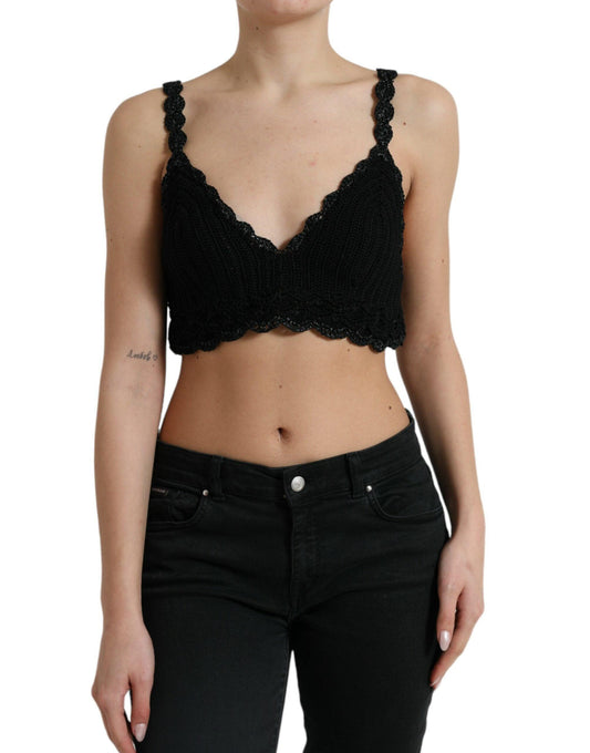 Dolce & Gabbana Elegant Black Crochet Corset Top - Arichezz.store