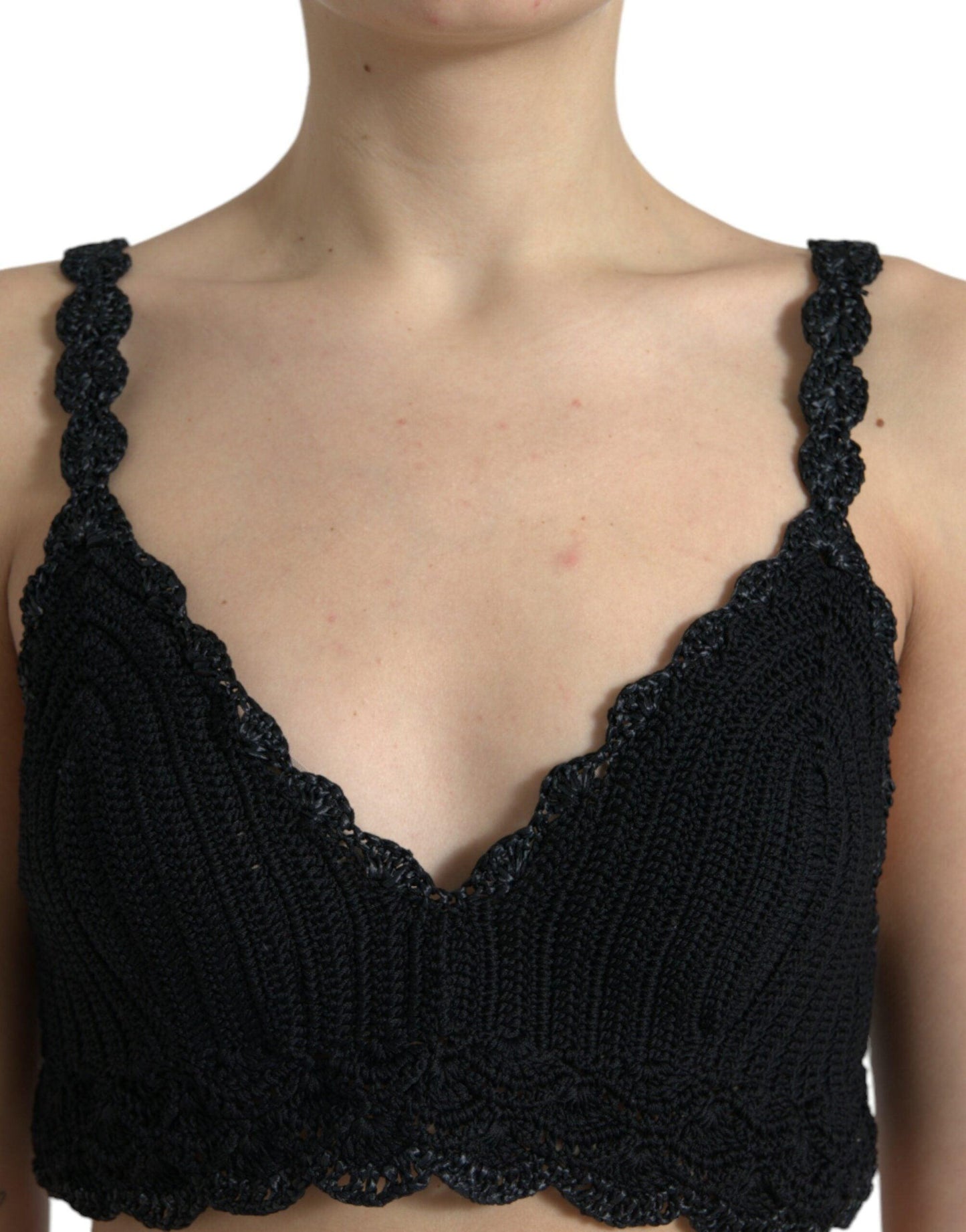 Dolce & Gabbana Elegant Black Crochet Corset Top - Arichezz.store