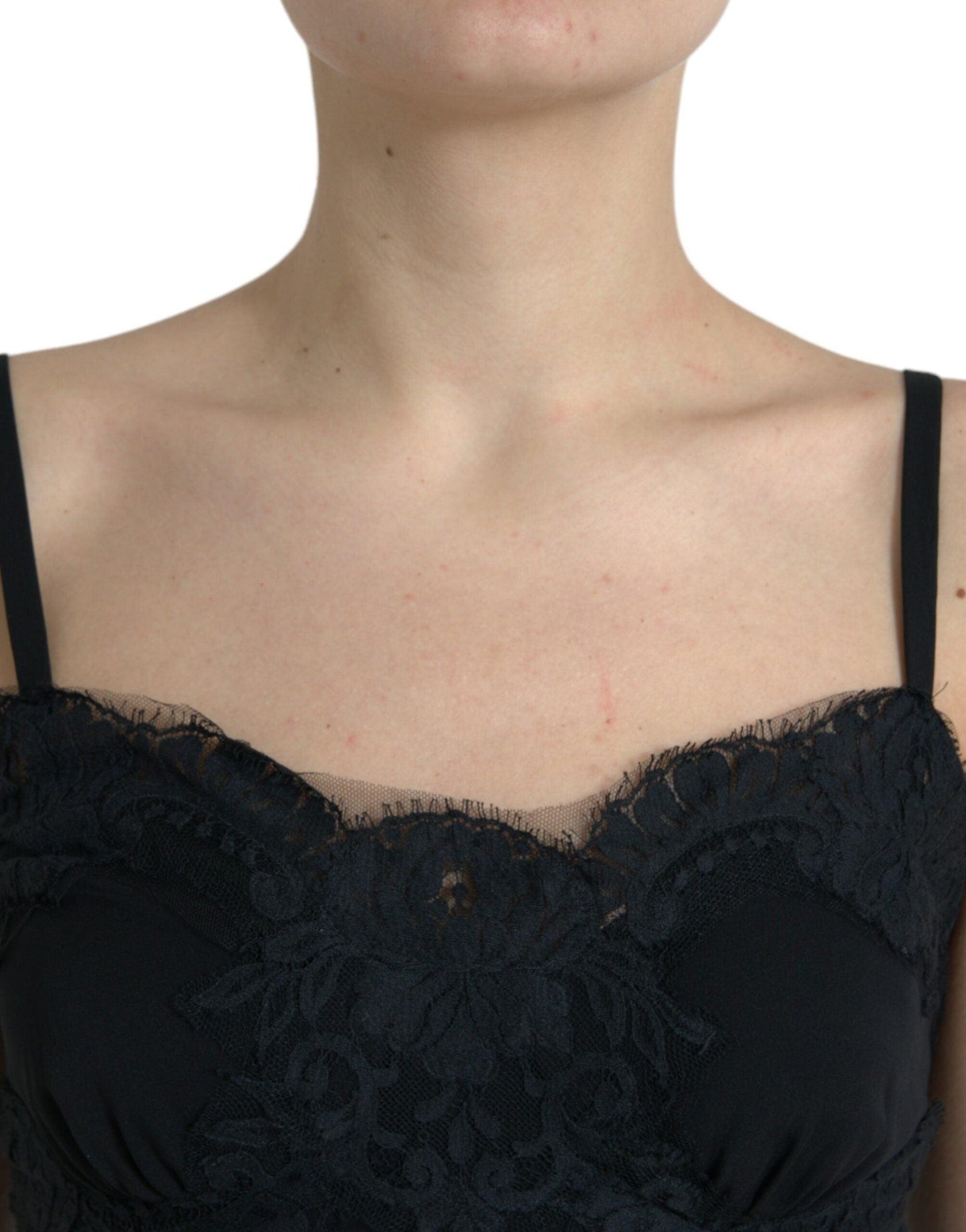 Dolce & Gabbana Elegant Black Silk Lace Tank Top - Arichezz.store