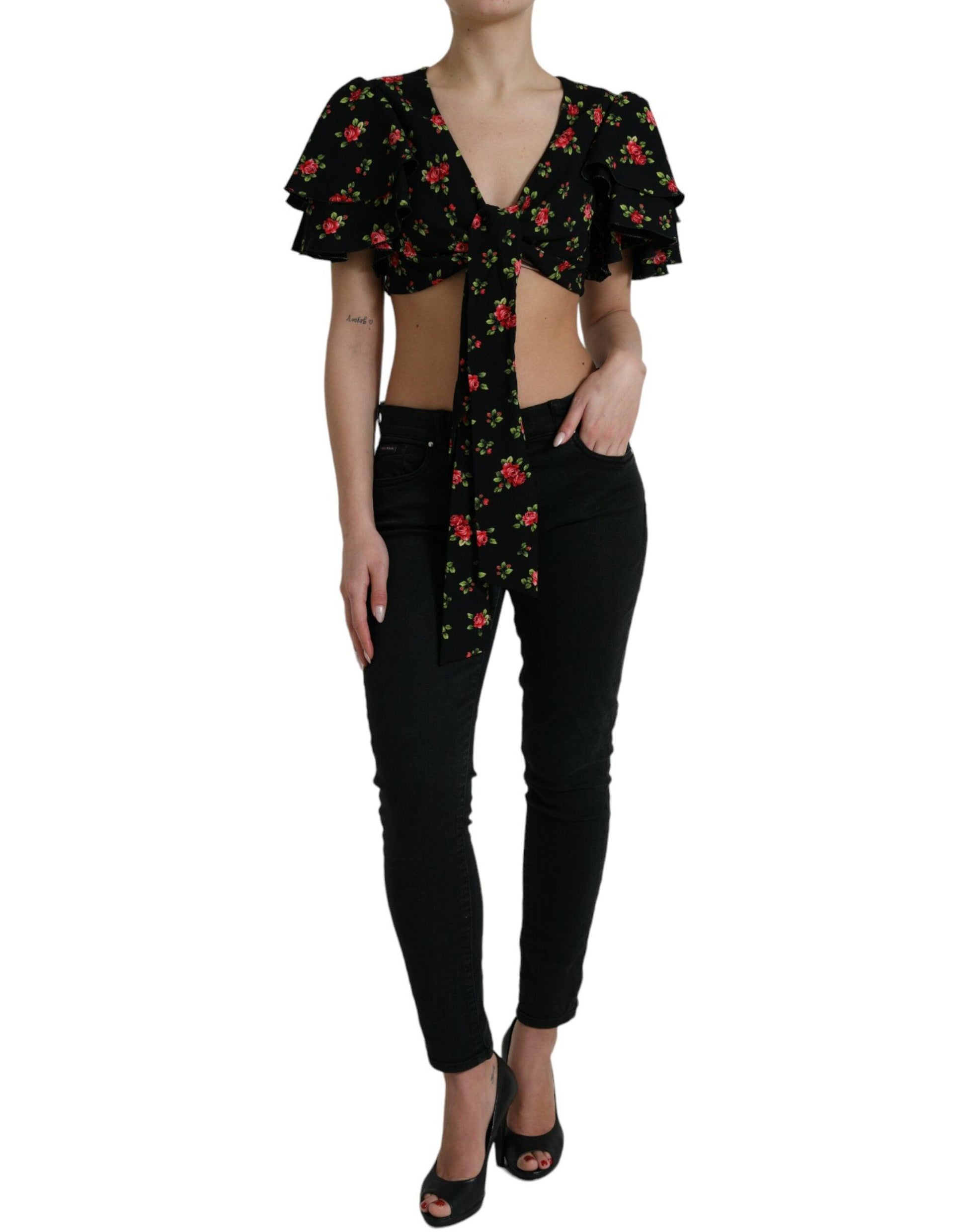 Dolce & Gabbana Floral Print Cropped Top Luxe Fashion - Arichezz.store