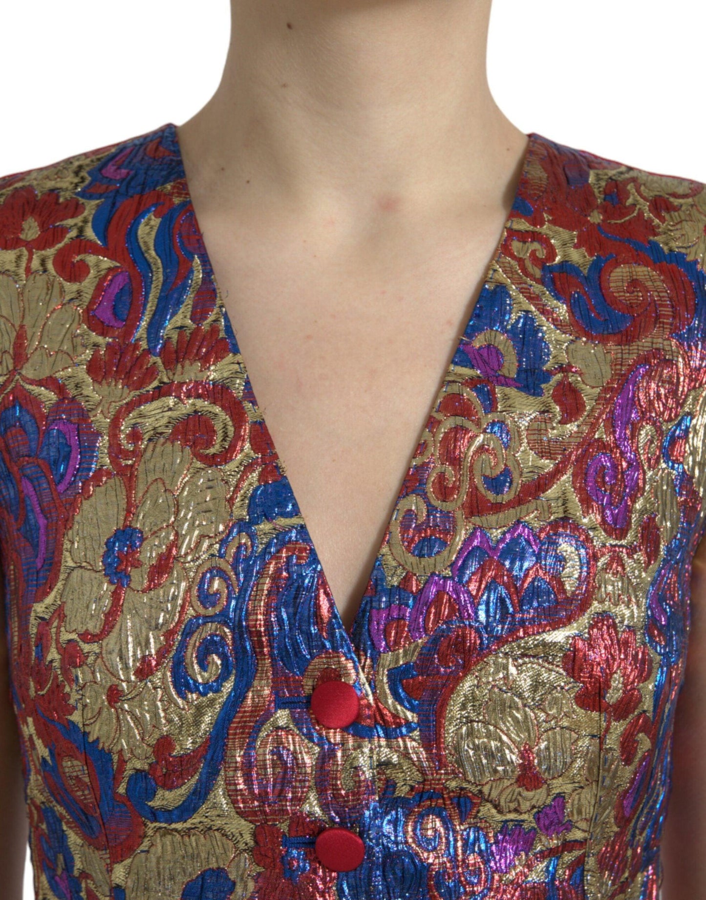 Dolce & Gabbana Multicolor Floral Print Jacquard Waistcoat - Arichezz.store