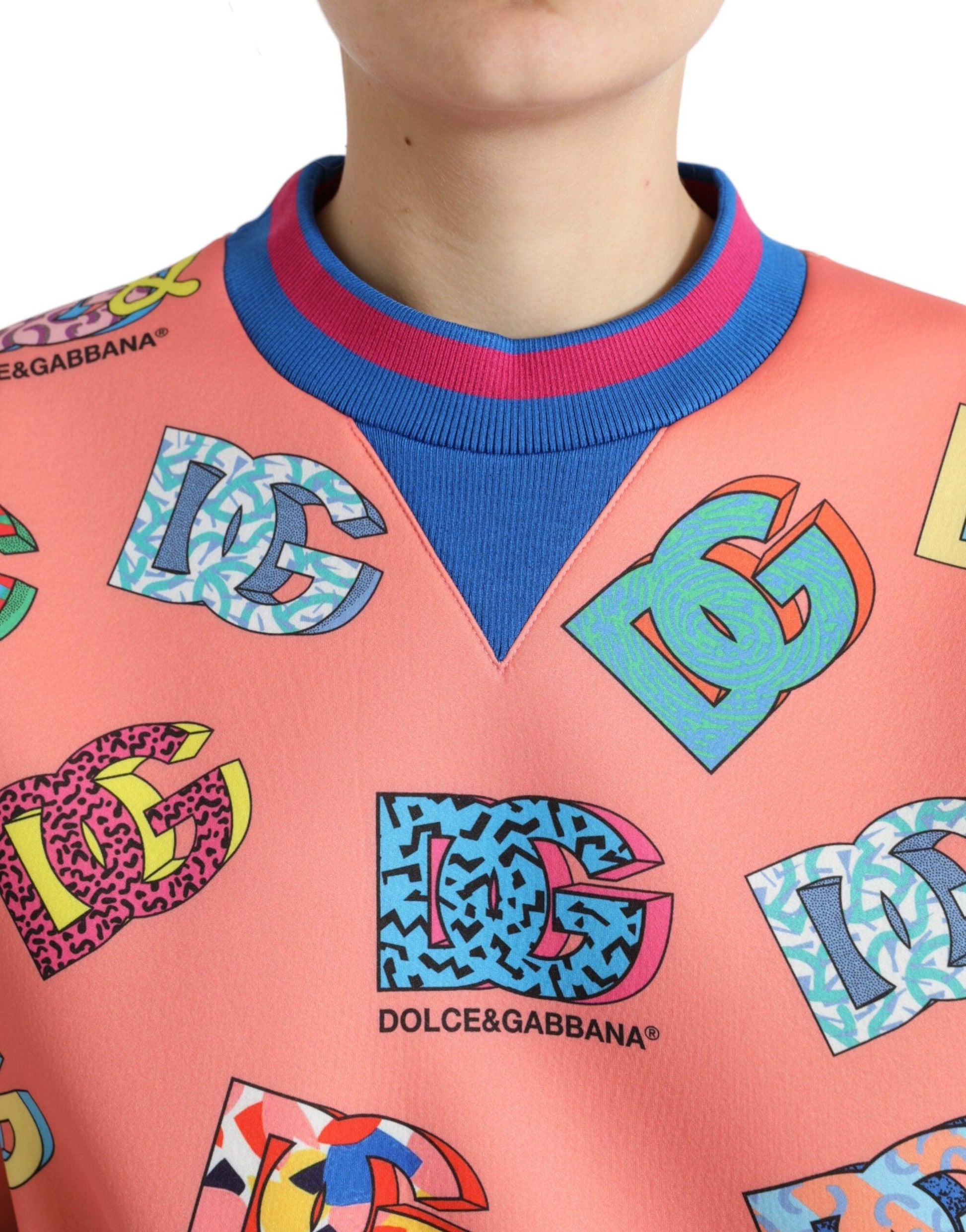 Dolce & Gabbana Salmon Pink Logo Sweater - Crew Neck Elegance - Arichezz.store