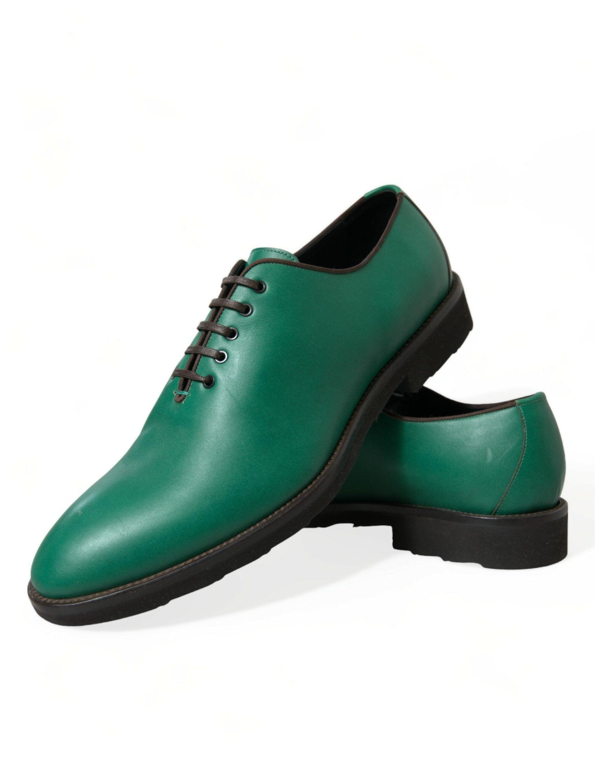 Dolce & Gabbana Elegant Green Leather Oxford Dress Shoes - Arichezz.store