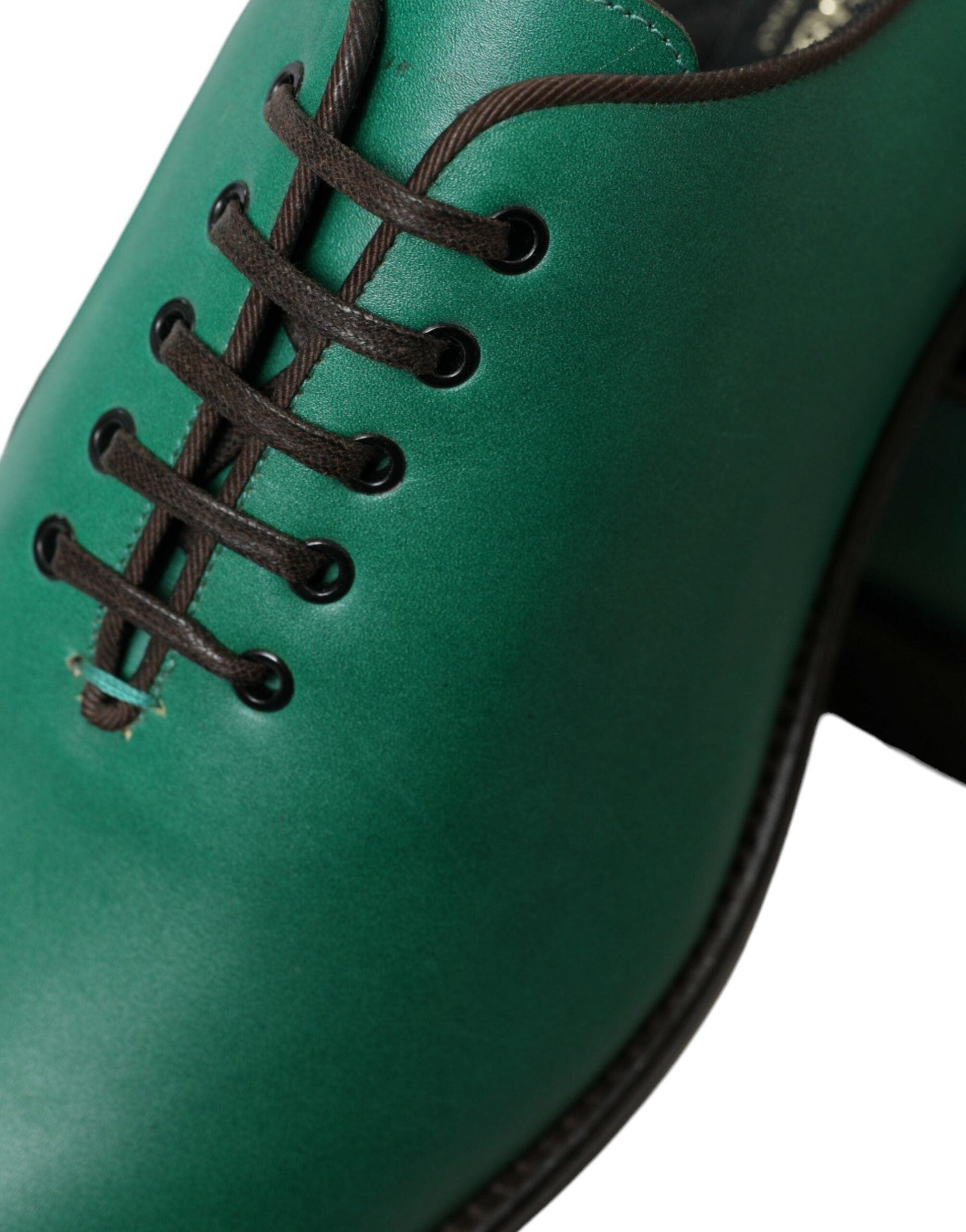 Dolce & Gabbana Elegant Green Leather Oxford Dress Shoes - Arichezz.store