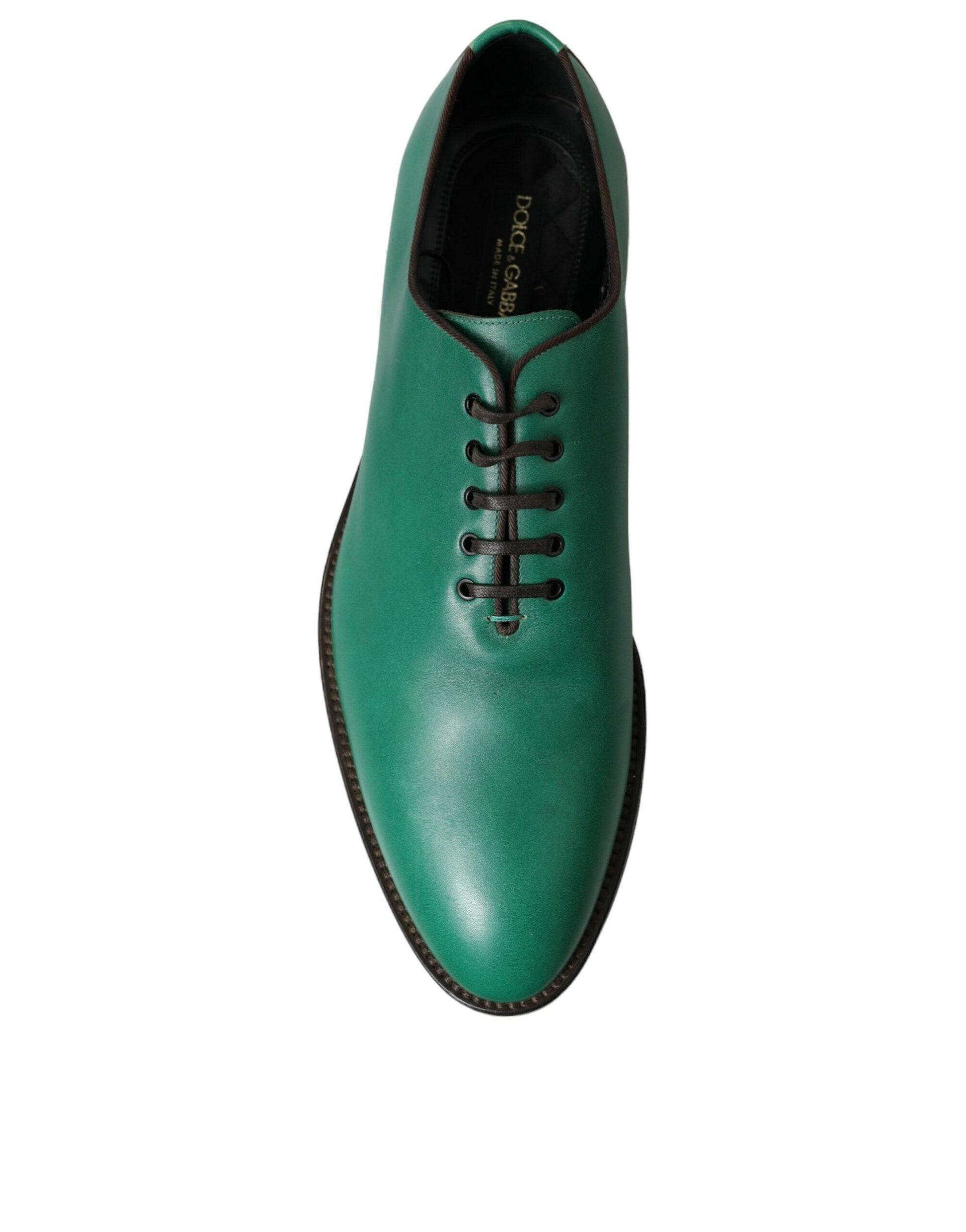 Dolce & Gabbana Elegant Green Leather Oxford Dress Shoes - Arichezz.store