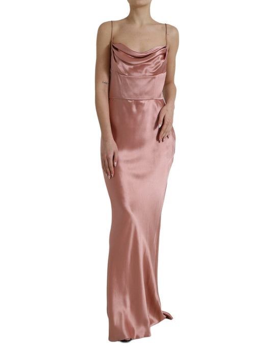 Dolce & Gabbana Elegant Long Silk Gown in Pink - Arichezz.store