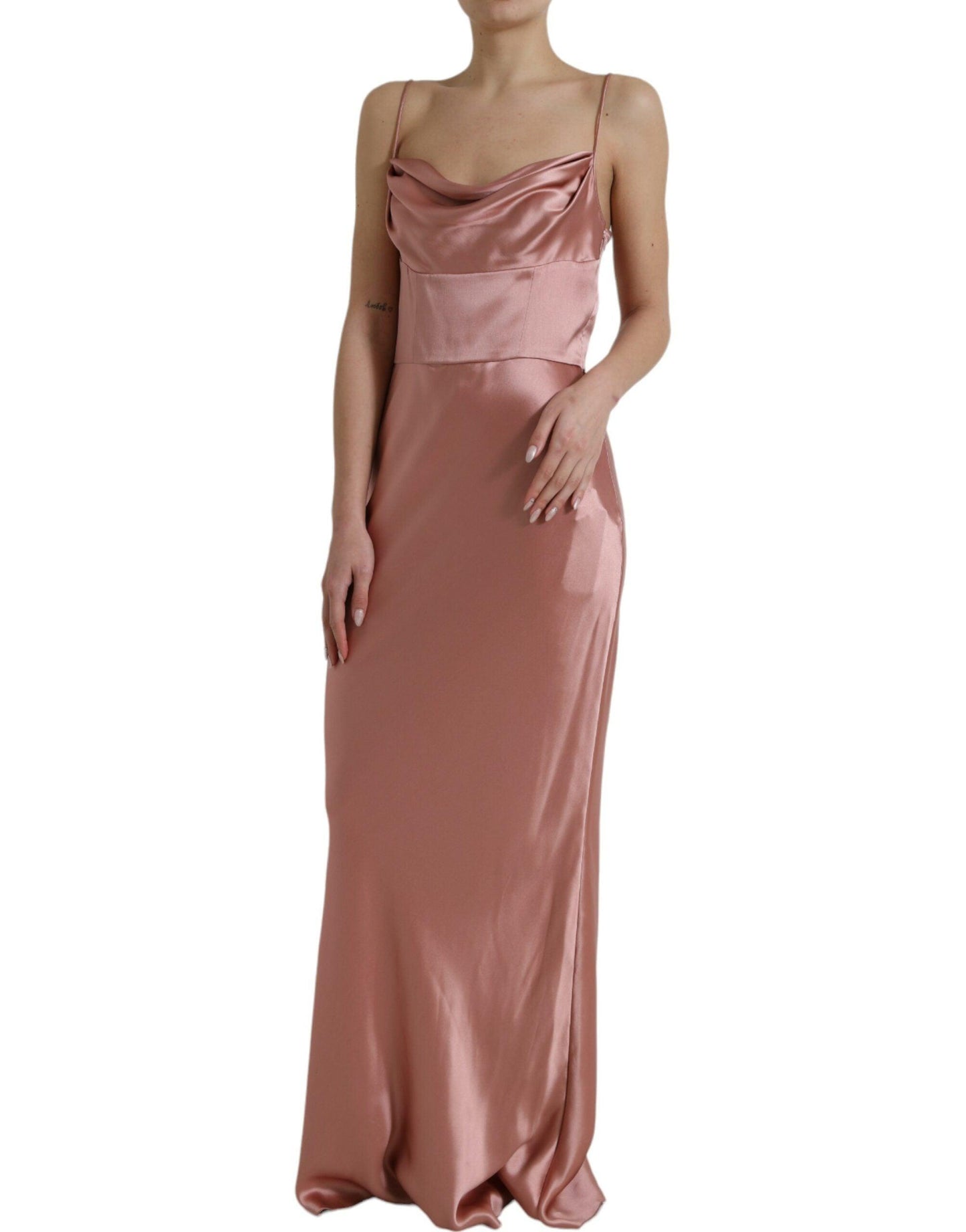 Dolce & Gabbana Elegant Long Silk Gown in Pink - Arichezz.store