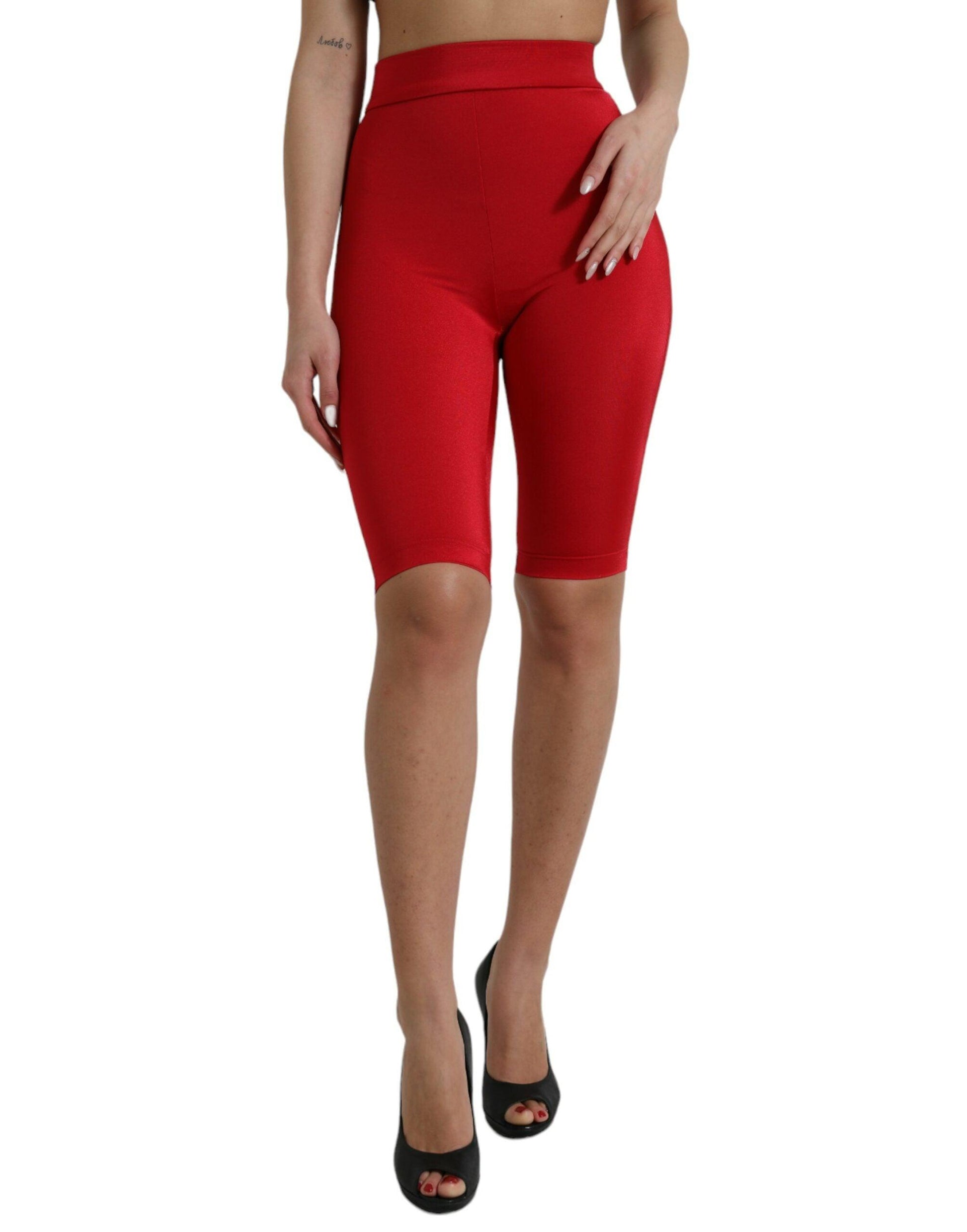 Dolce & Gabbana Chic Red High Waist Leggings Pants - Arichezz.store